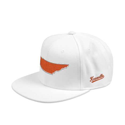 White cap with orange Tennessee on a white background