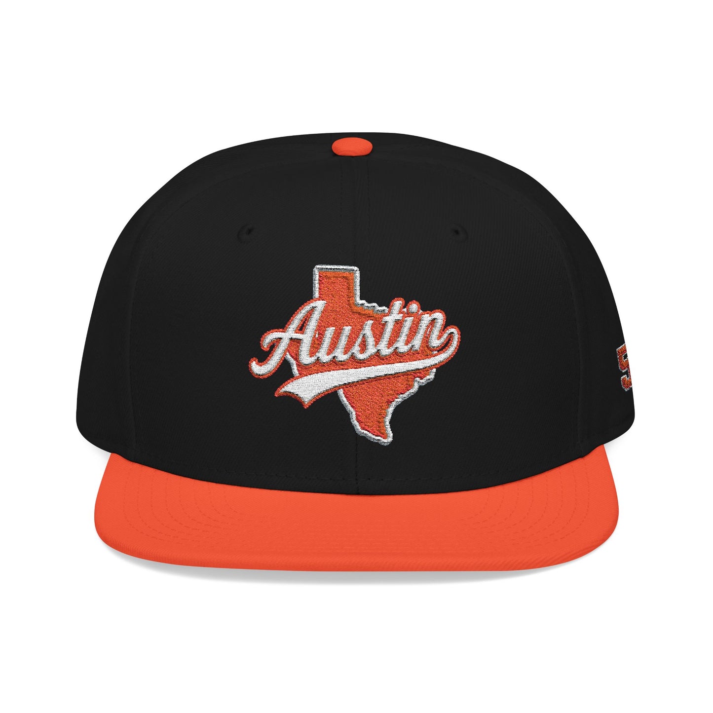 Texas Outline Snapback Hat with Orange 512 Embroidery — Austin Pride Baseball Cap