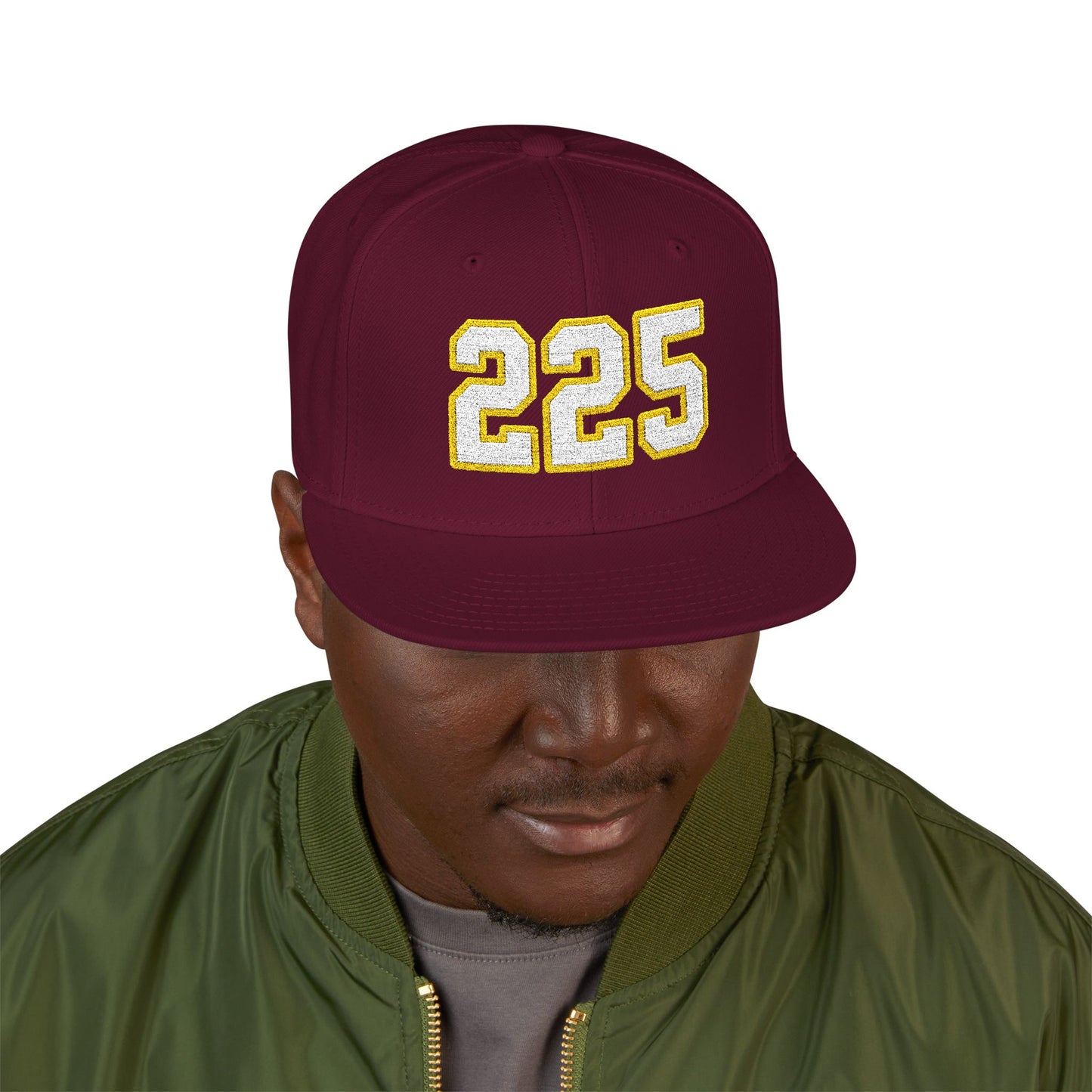 225 white embroidered snapback hat vintage varsity style – 318 Supply Co.