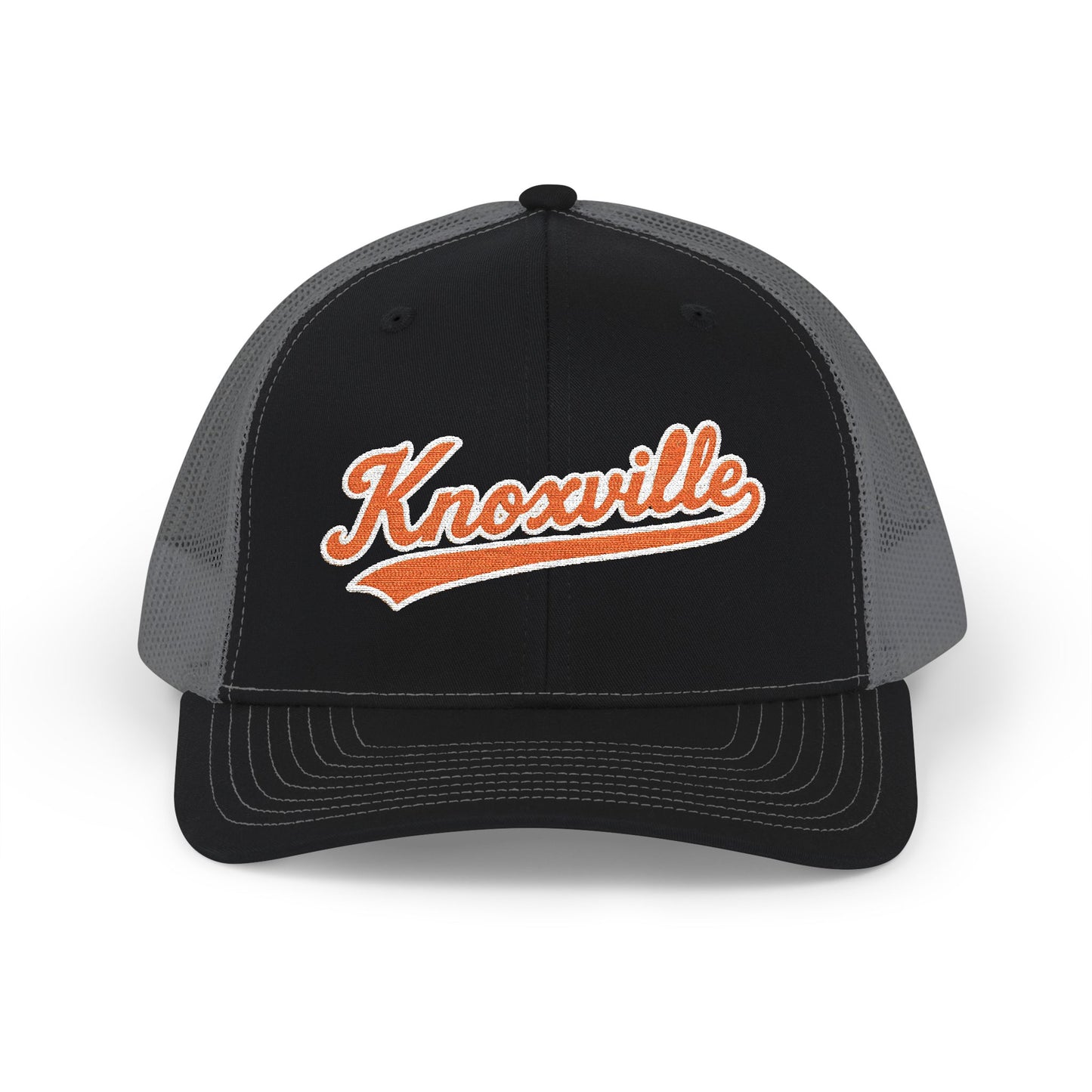 Black and gray cap with 'Knoxville' in orange on a white background