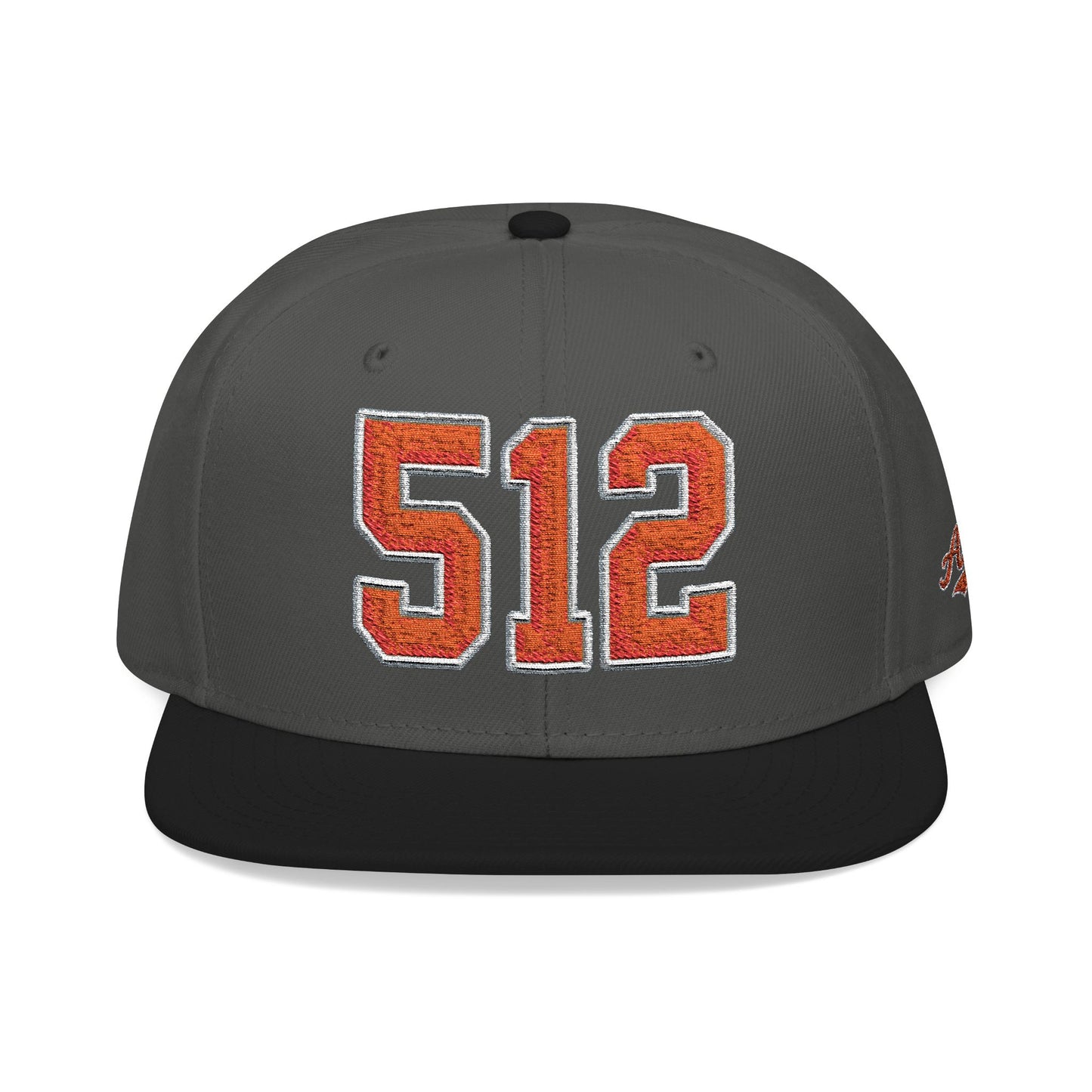 512 Orange Embroidered Snapback Hat — Vintage Varsity Number Cap