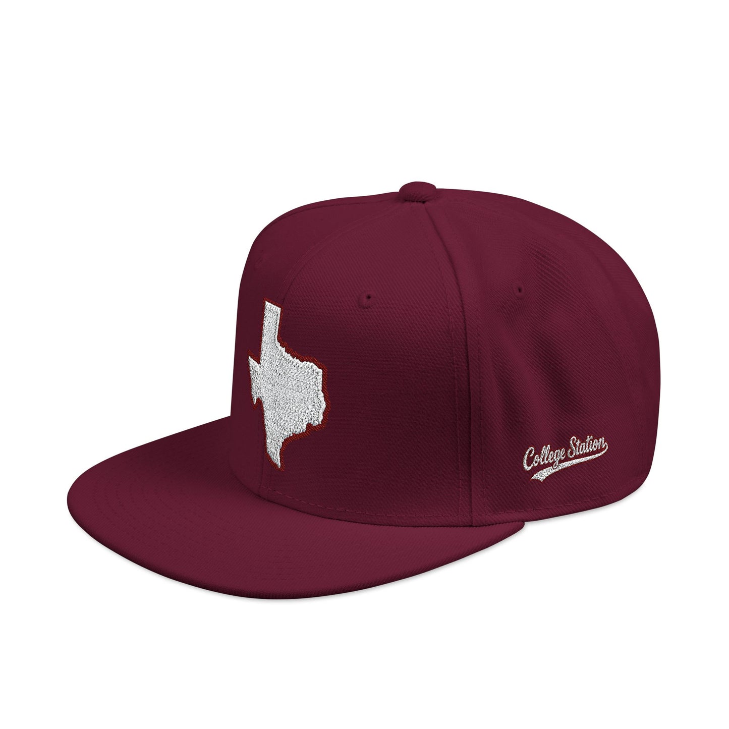 Texas state outline white embroidered snapback hat – 318 Supply Co.