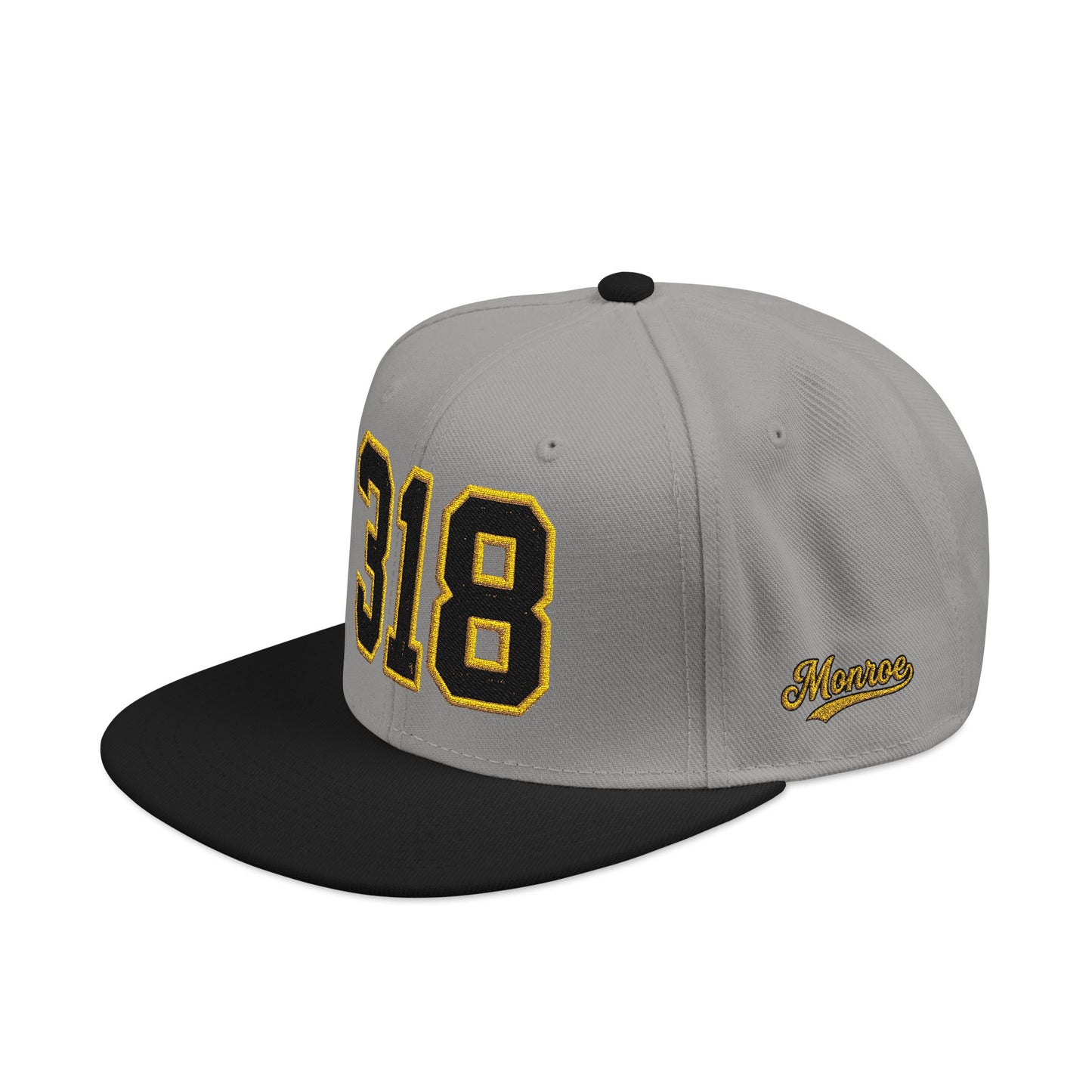 318 Black & Gold Embroidered Snapback Hat — Vintage Varsity Number Cap