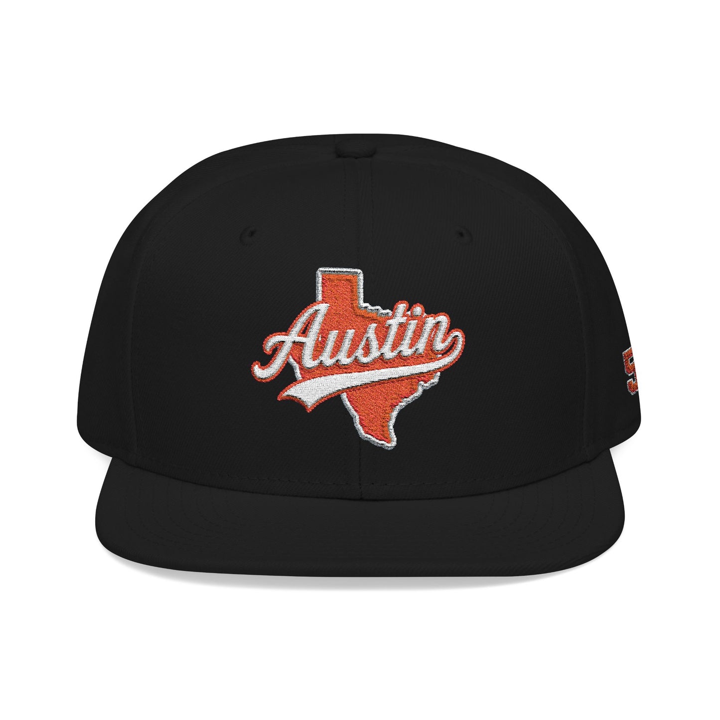 Texas Outline Snapback Hat with Orange 512 Embroidery — Austin Pride Baseball Cap
