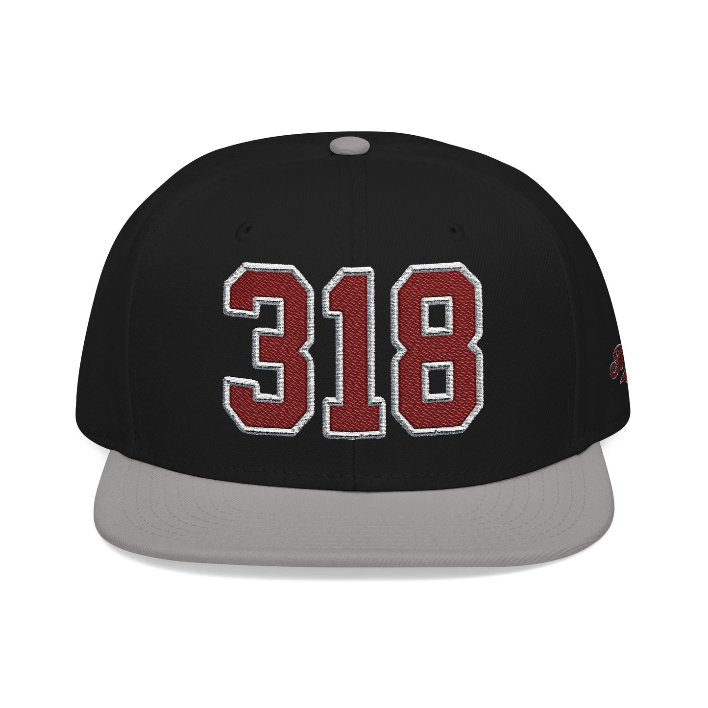 318 Maroon Embroidered Snapback Hat — Vintage Varsity Number Cap