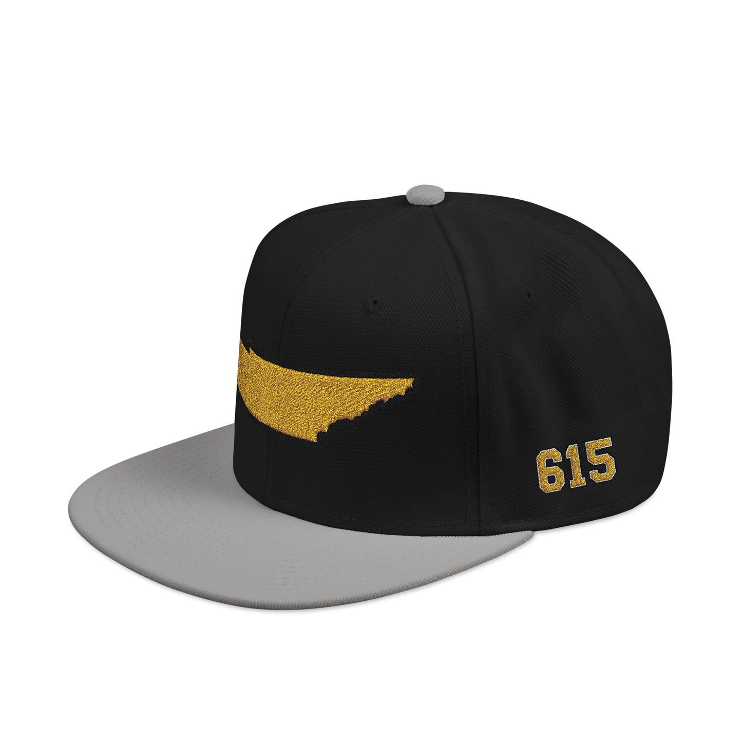 Tennessee Snapback Hat — Gold Embroidered State Outline Cap