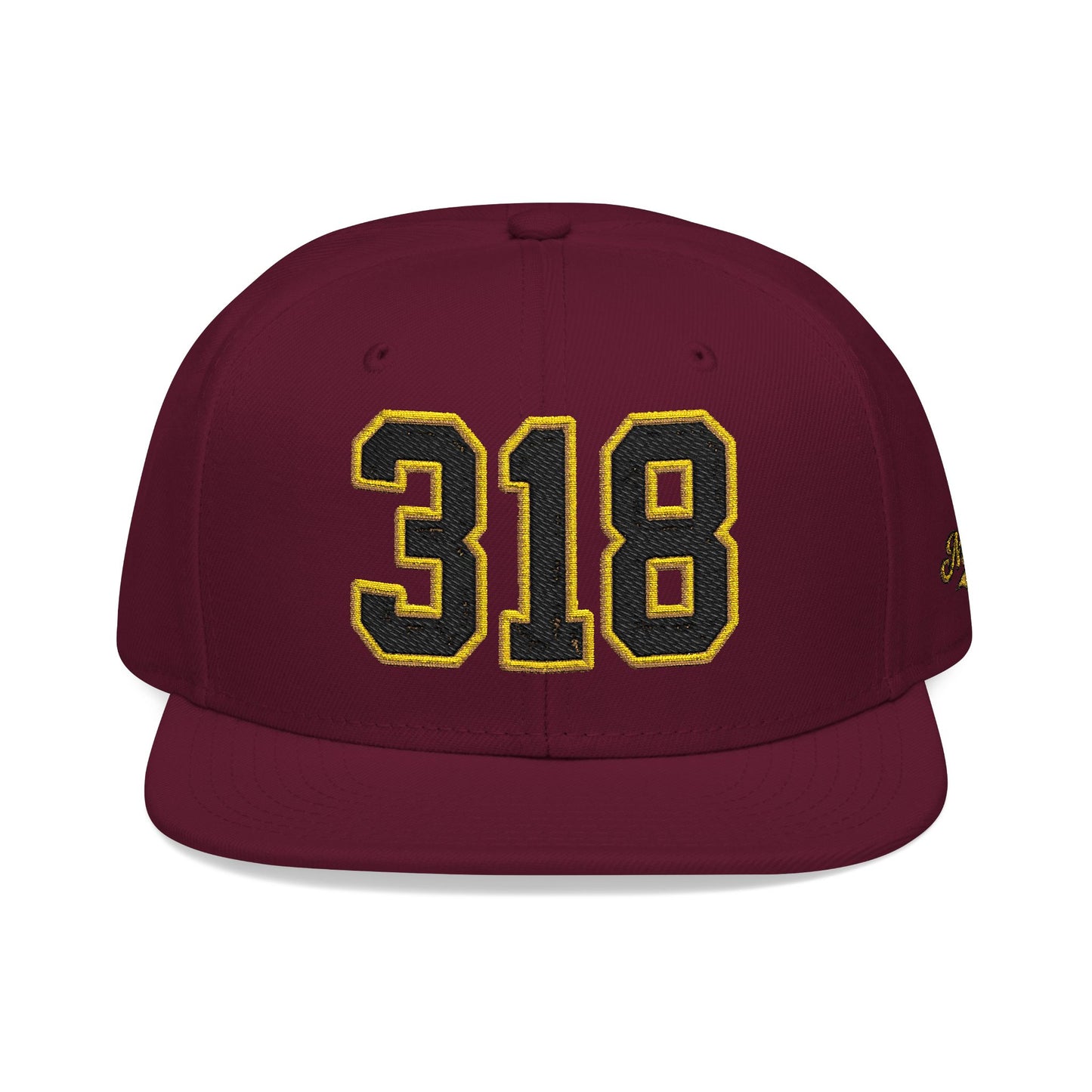 318 Black & Gold Embroidered Snapback Hat — Vintage Varsity Number Cap