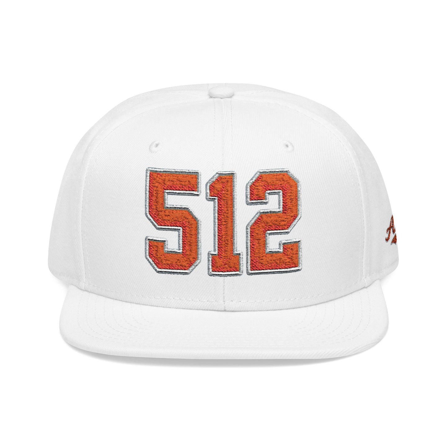 512 Orange Embroidered Snapback Hat — Vintage Varsity Number Cap
