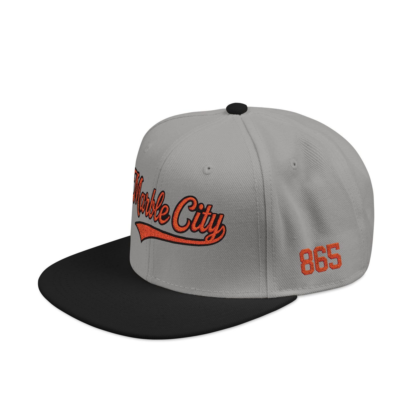 Embroidered 'Marble City' Orange Script with 865 Side Patch