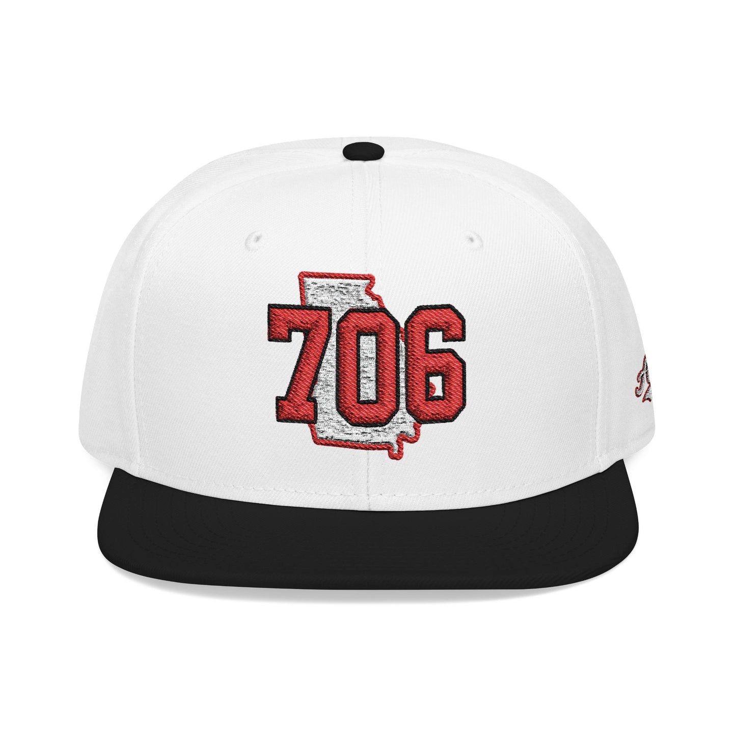 Georgia Snapback Hat — White Embroidered State Outline Cap