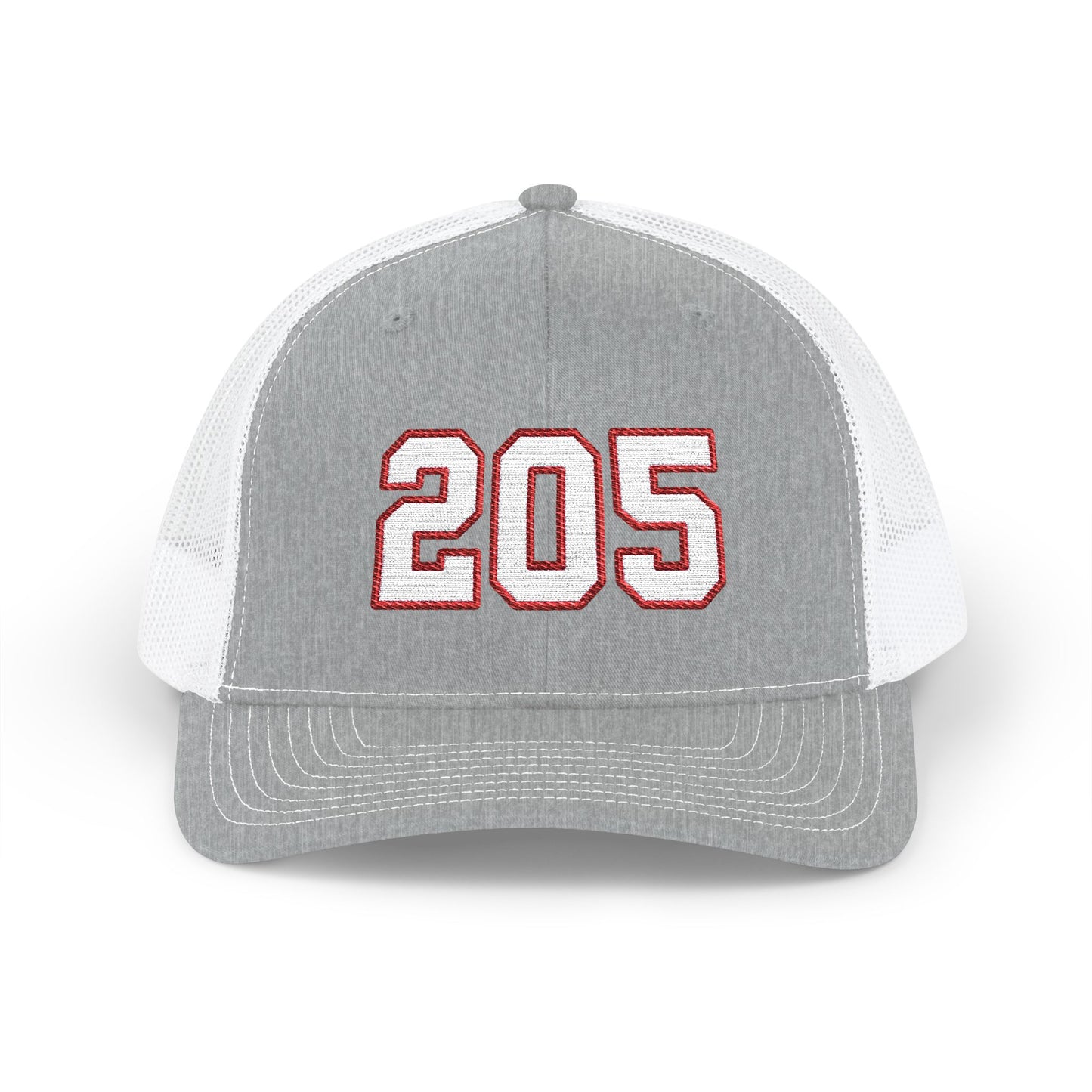 205 white embroidered mesh trucker snapback hat – 318 Supply Co.