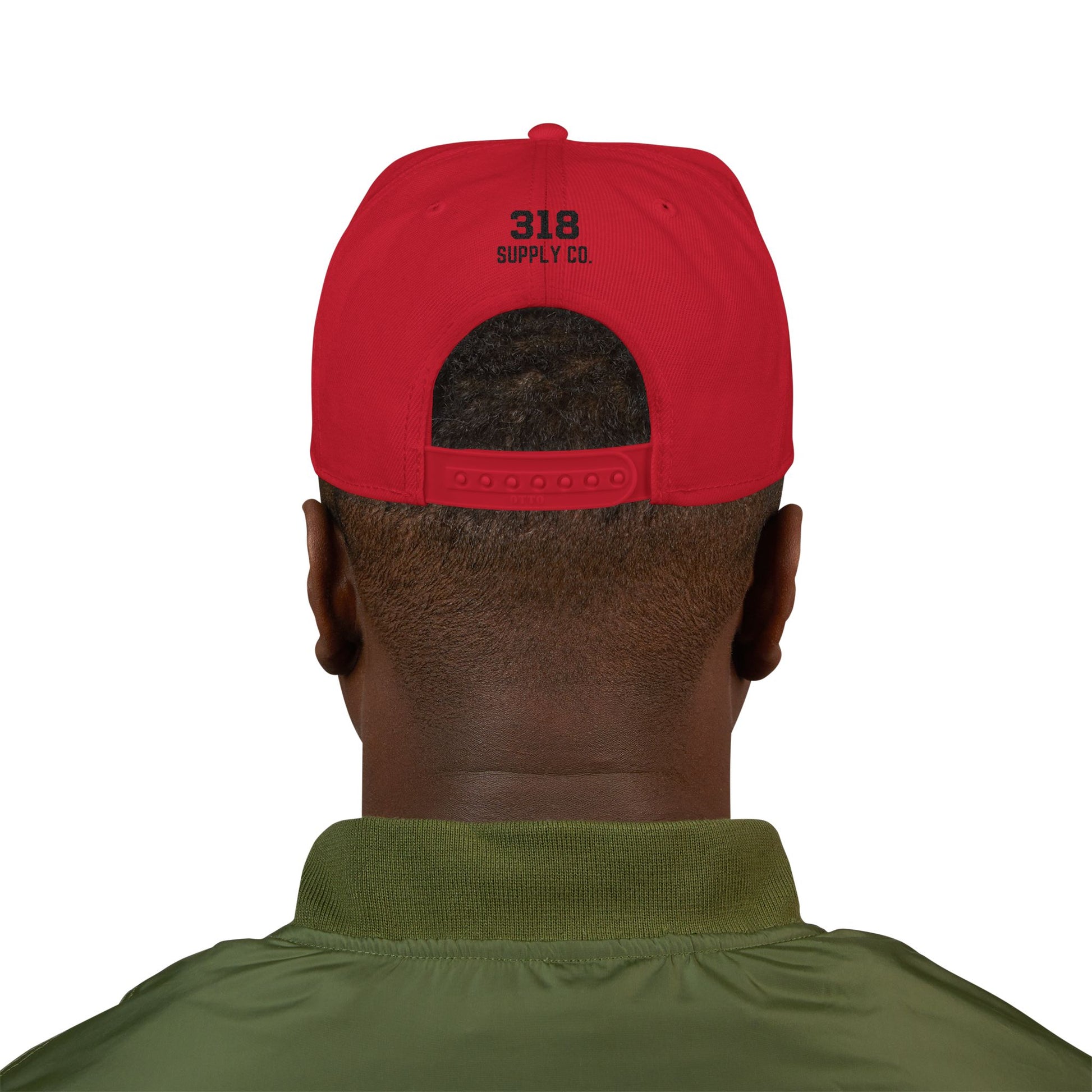 Houston white script embroidered snapback hat with 713 side stitch – 318 Supply Co.