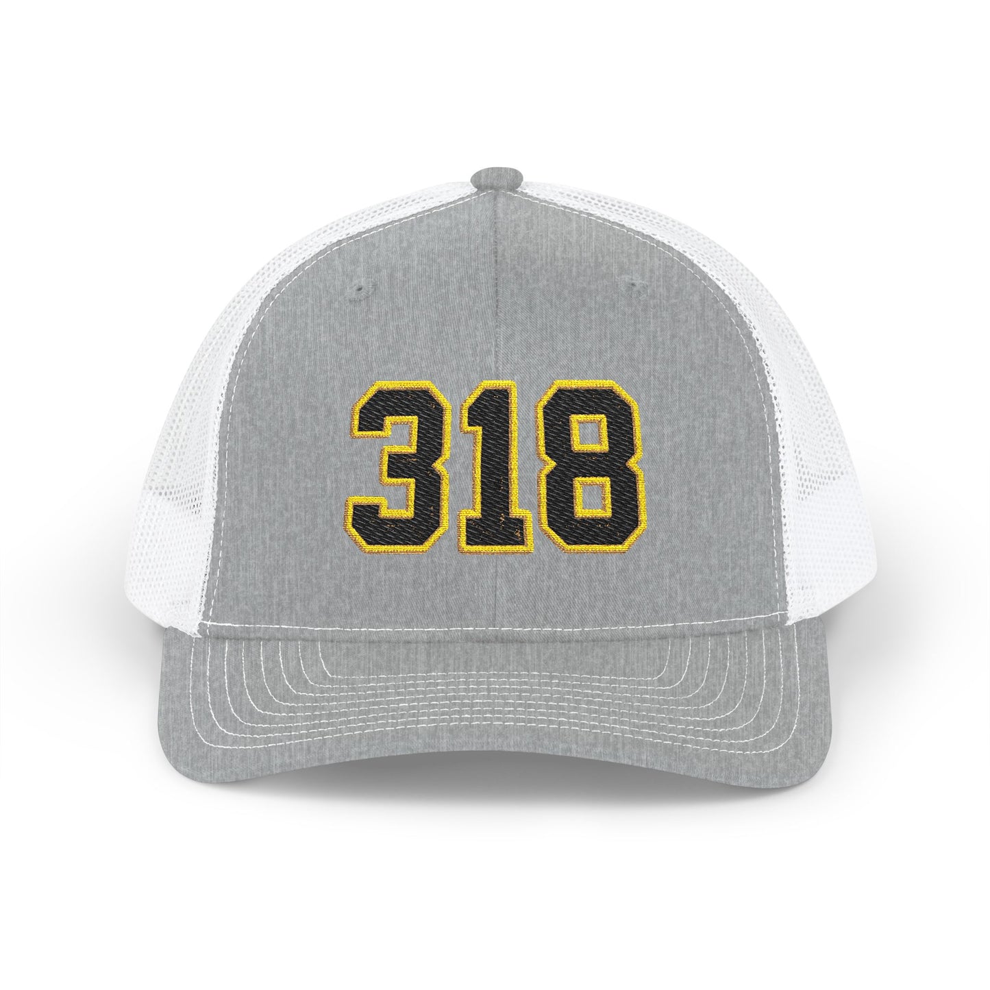 318 Trucker Cap — Black & Gold Embroidered Mesh Snapback Hat
