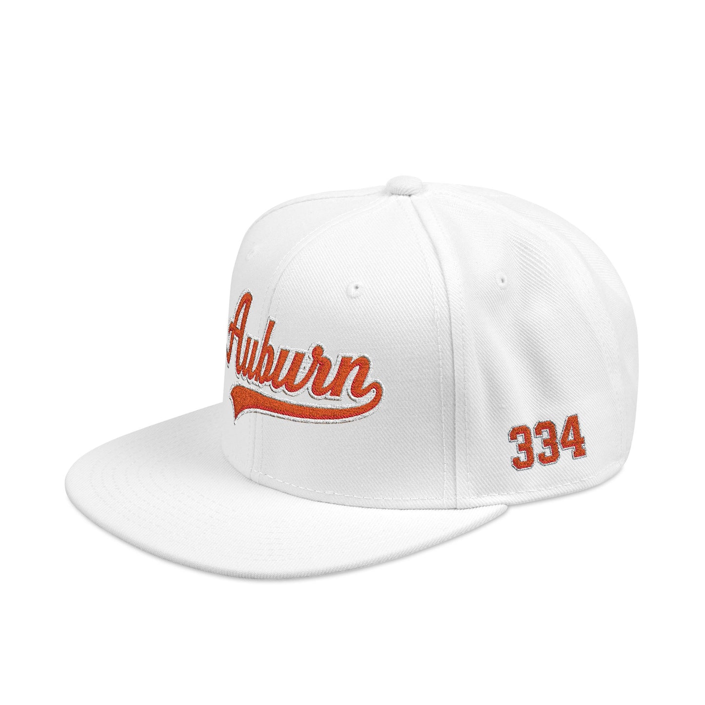 White cap with 'Auburn' and number '334' in orange on a white background