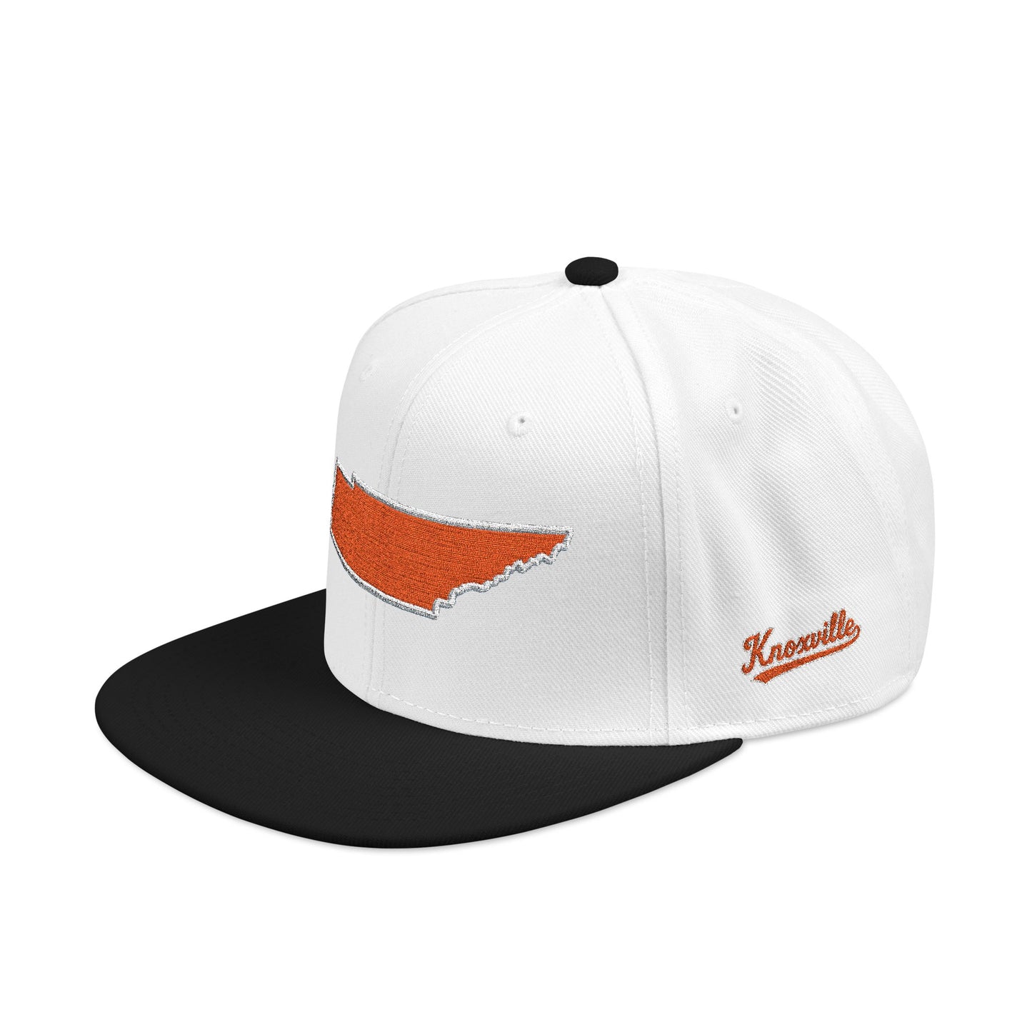 White and black cap with orange and white State of Tennessee on a white background