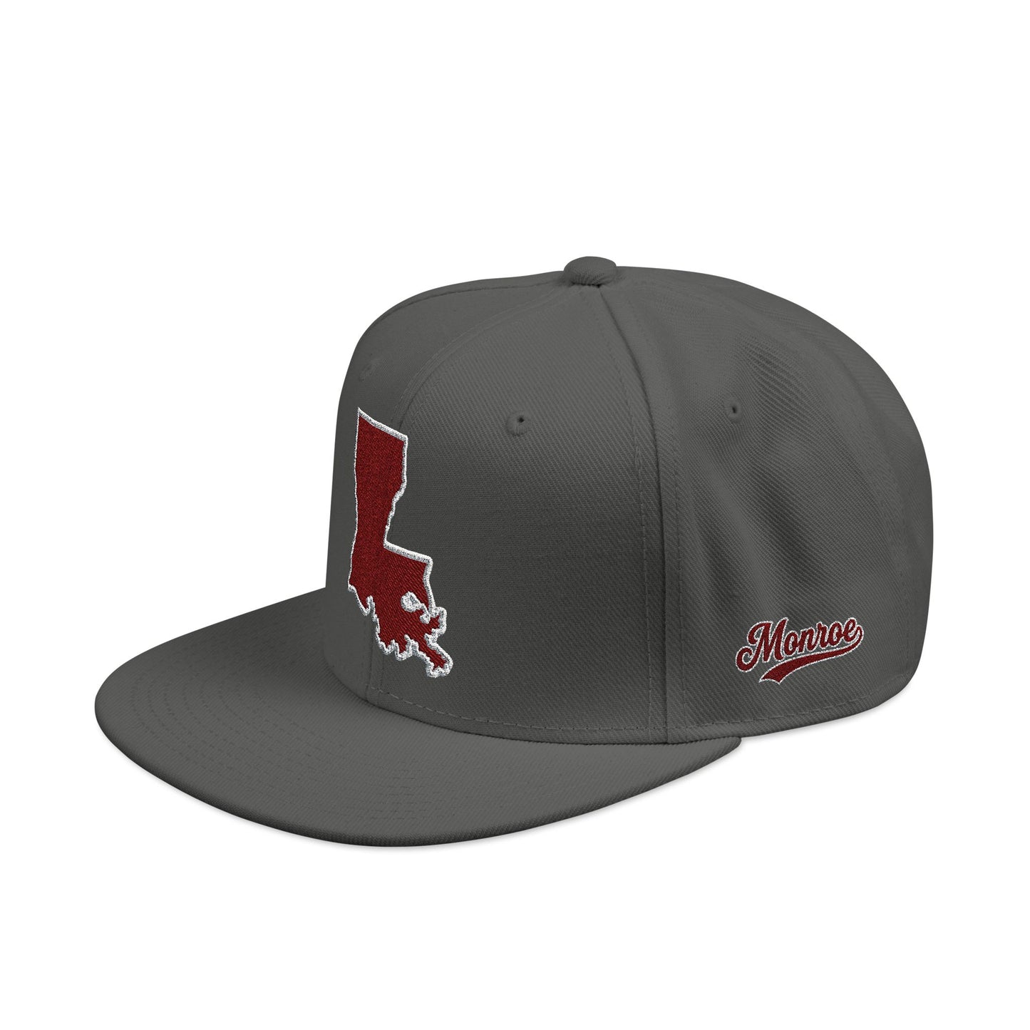 Louisiana Snapback Hat — Maroon Embroidered State Outline Cap