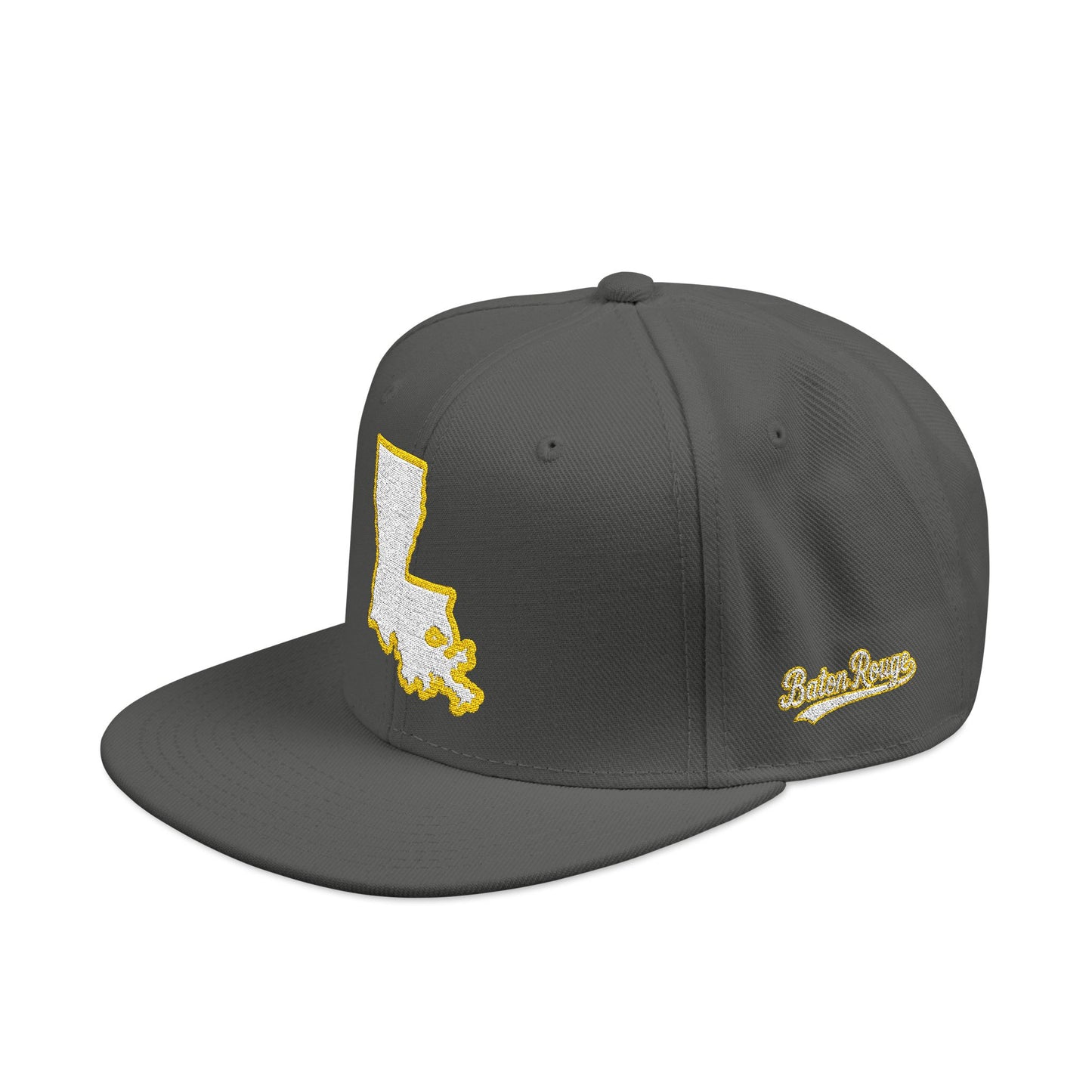 Louisiana state outline white embroidered snapback hat – 318 Supply Co.