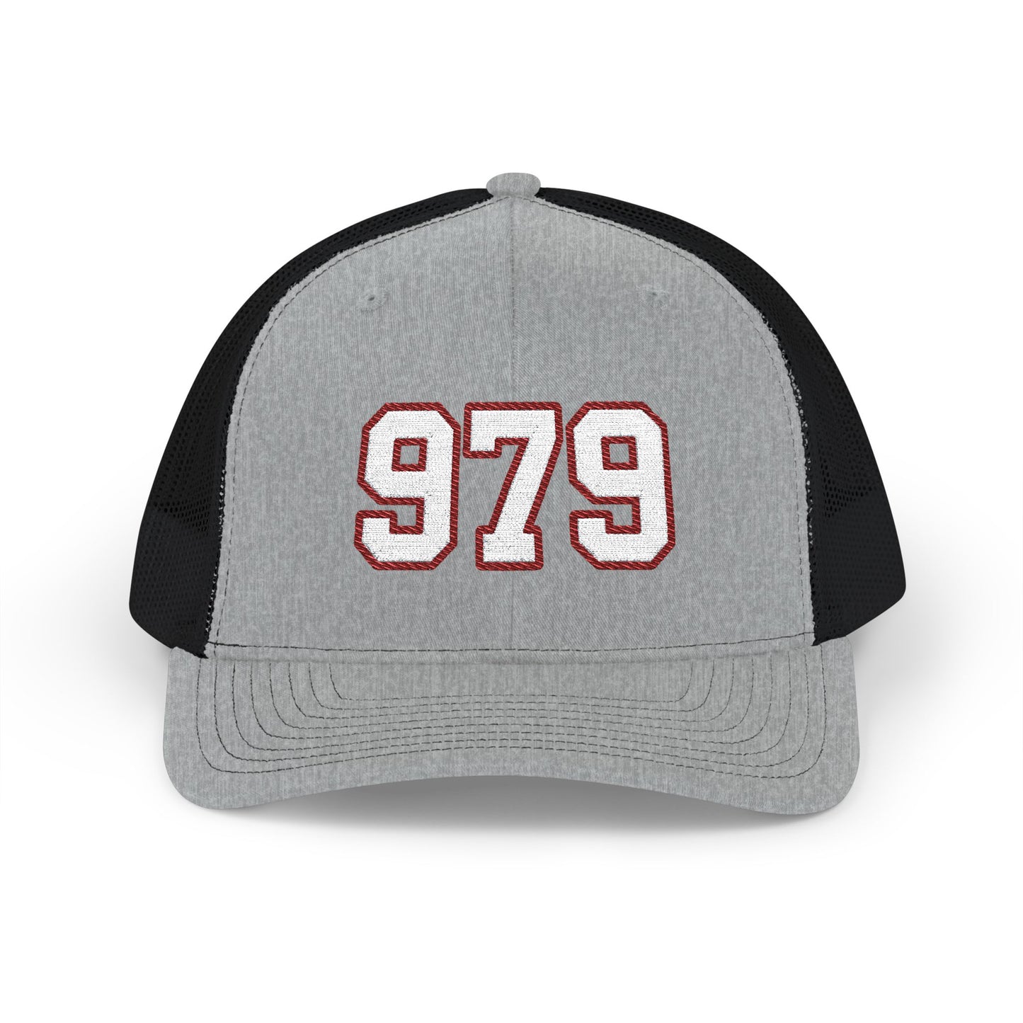 979 white embroidered mesh trucker snapback hat – 318 Supply Co.