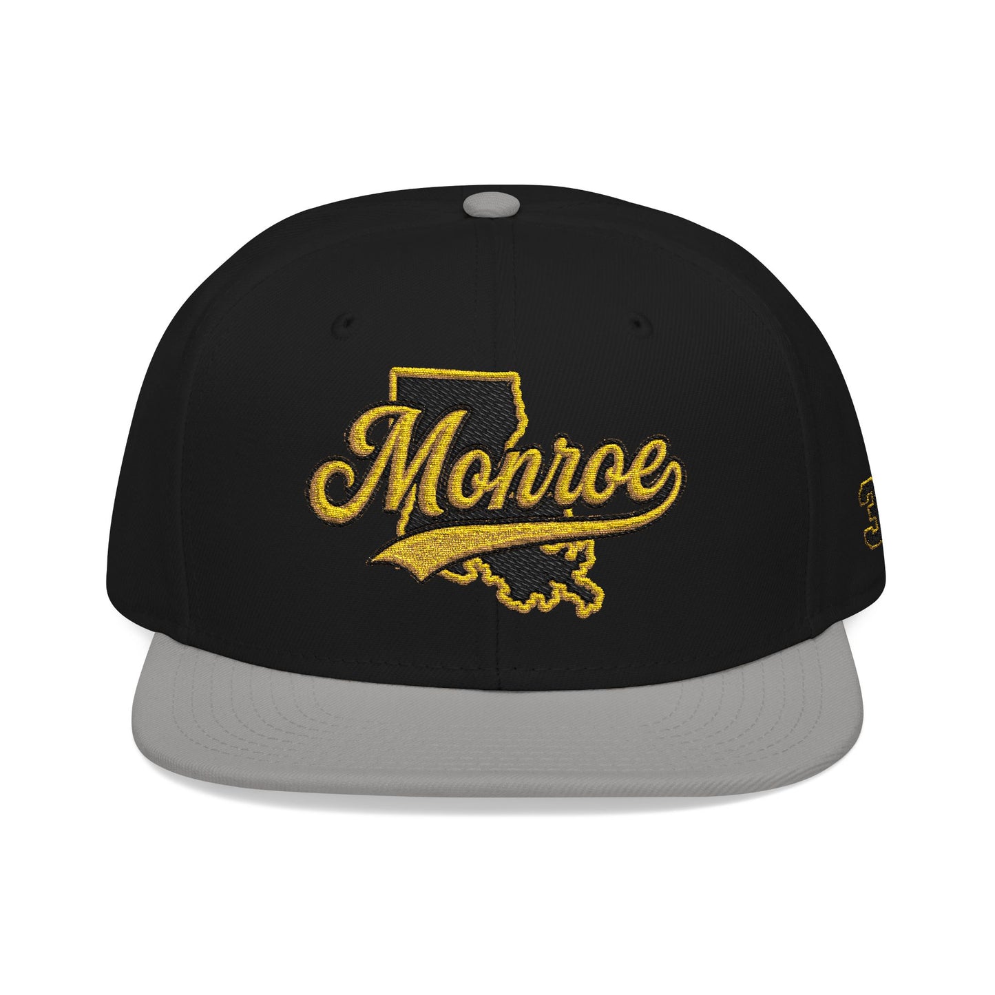 Louisiana Snapback Hat — Black & Gold Embroidered State Outline Cap