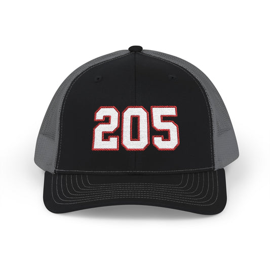 205 white embroidered mesh trucker snapback hat – 318 Supply Co.