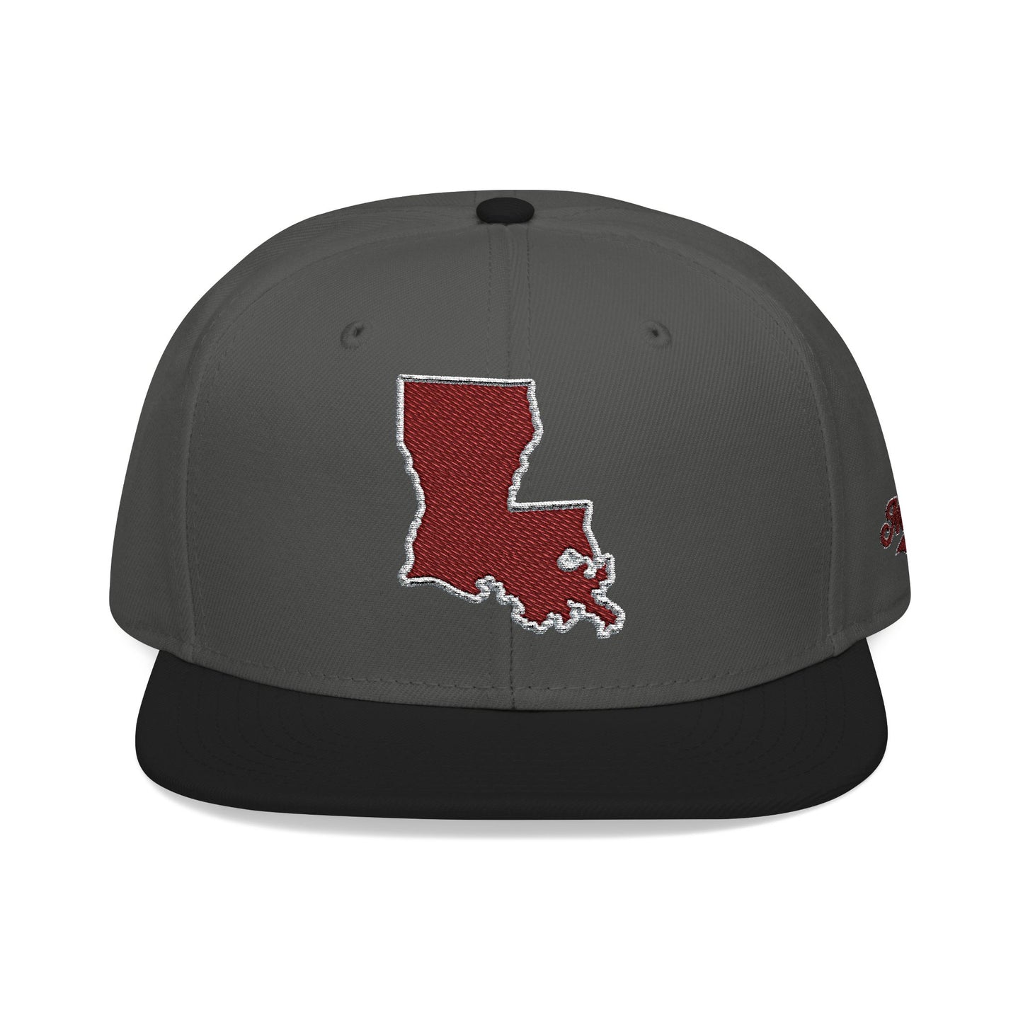 Louisiana Snapback Hat — Maroon Embroidered State Outline Cap