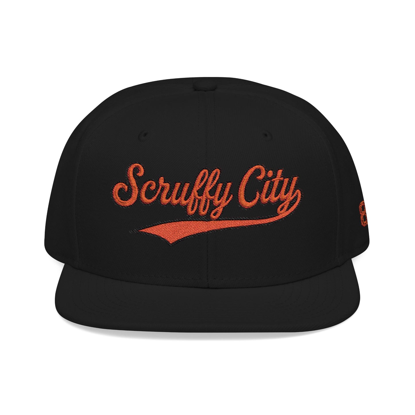Embroidered 'Scruffy City' Orange Script with 865 Side Patch
