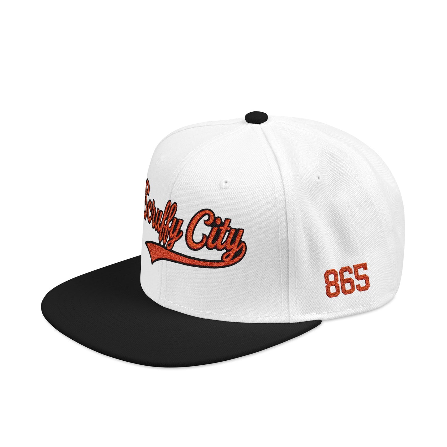 Embroidered 'Scruffy City' Orange Script with 865 Side Patch