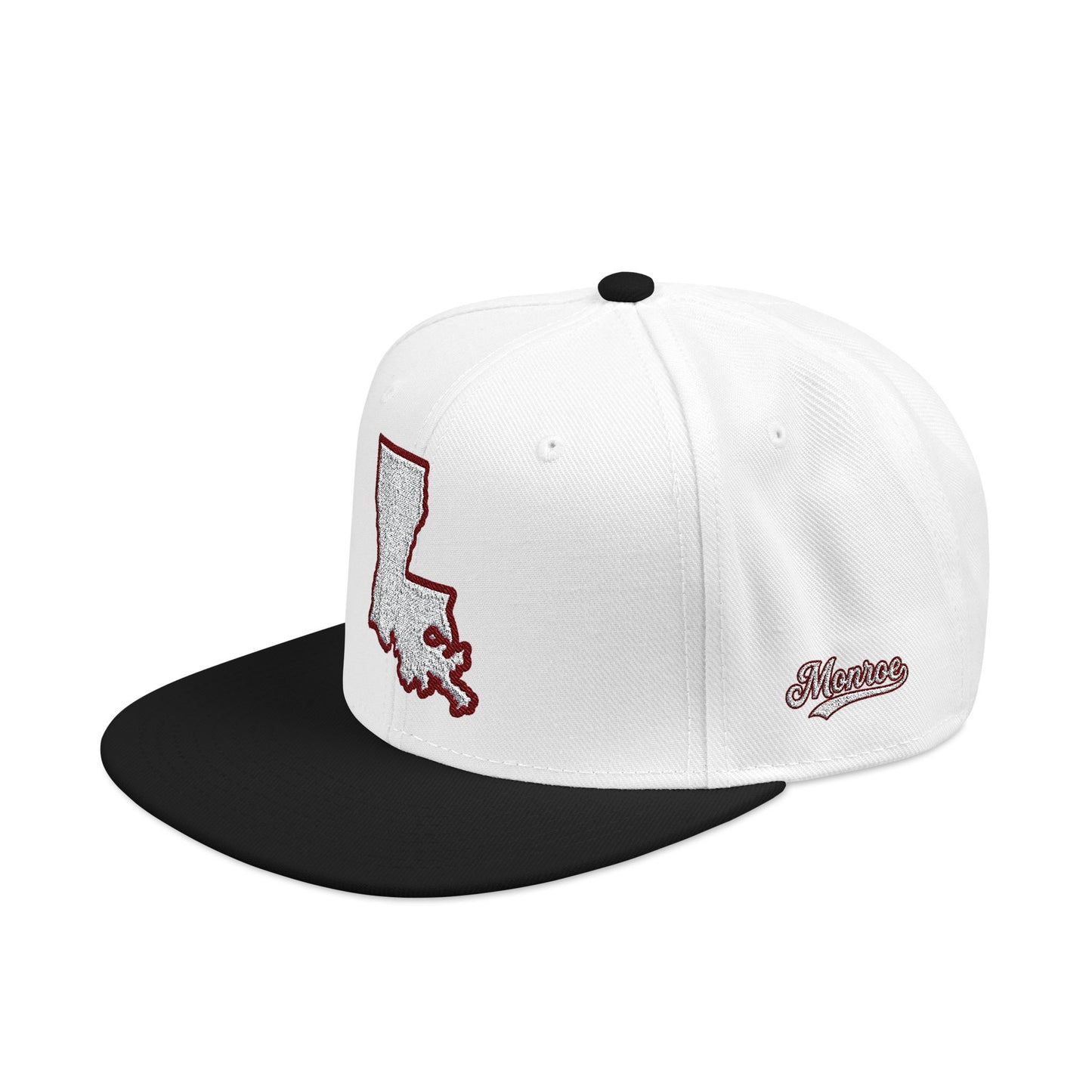 Louisiana state outline white embroidered snapback hat – 318 Supply Co.