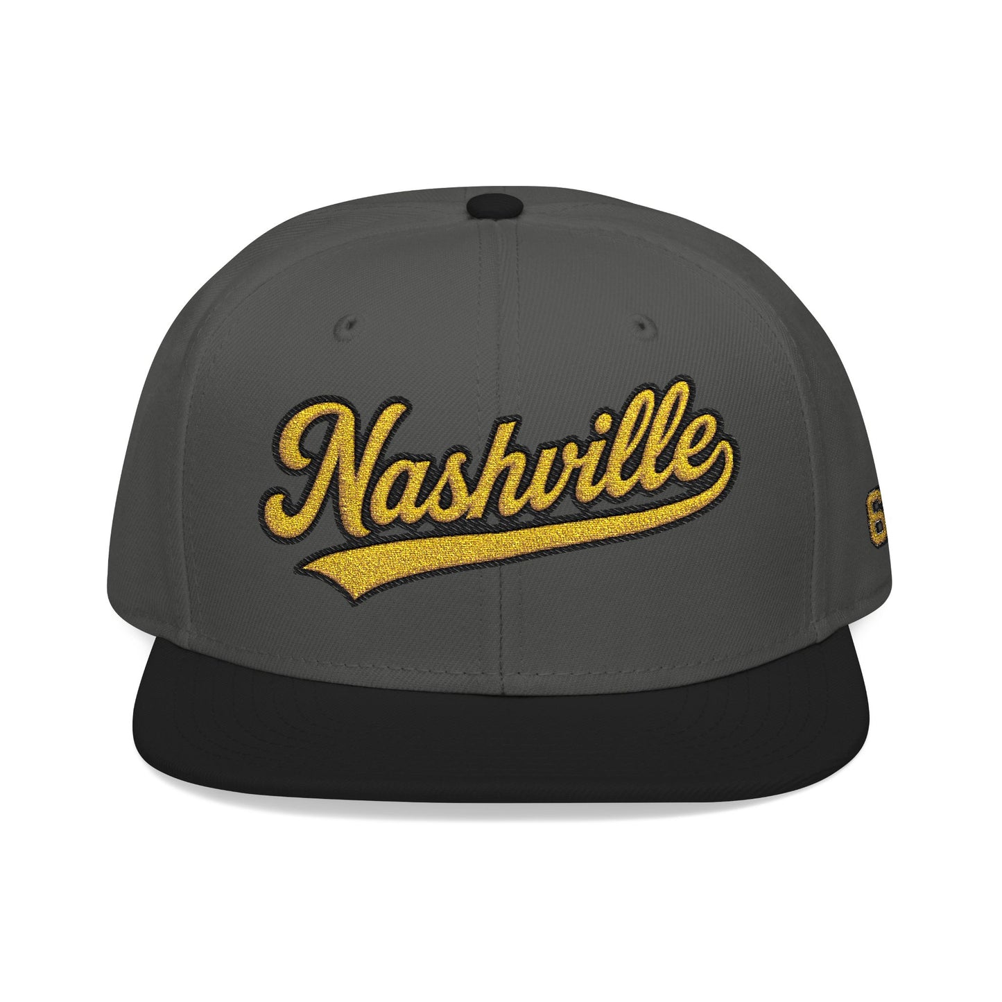 Nashville Snapback Hat — Gold Embroidered Script Cap