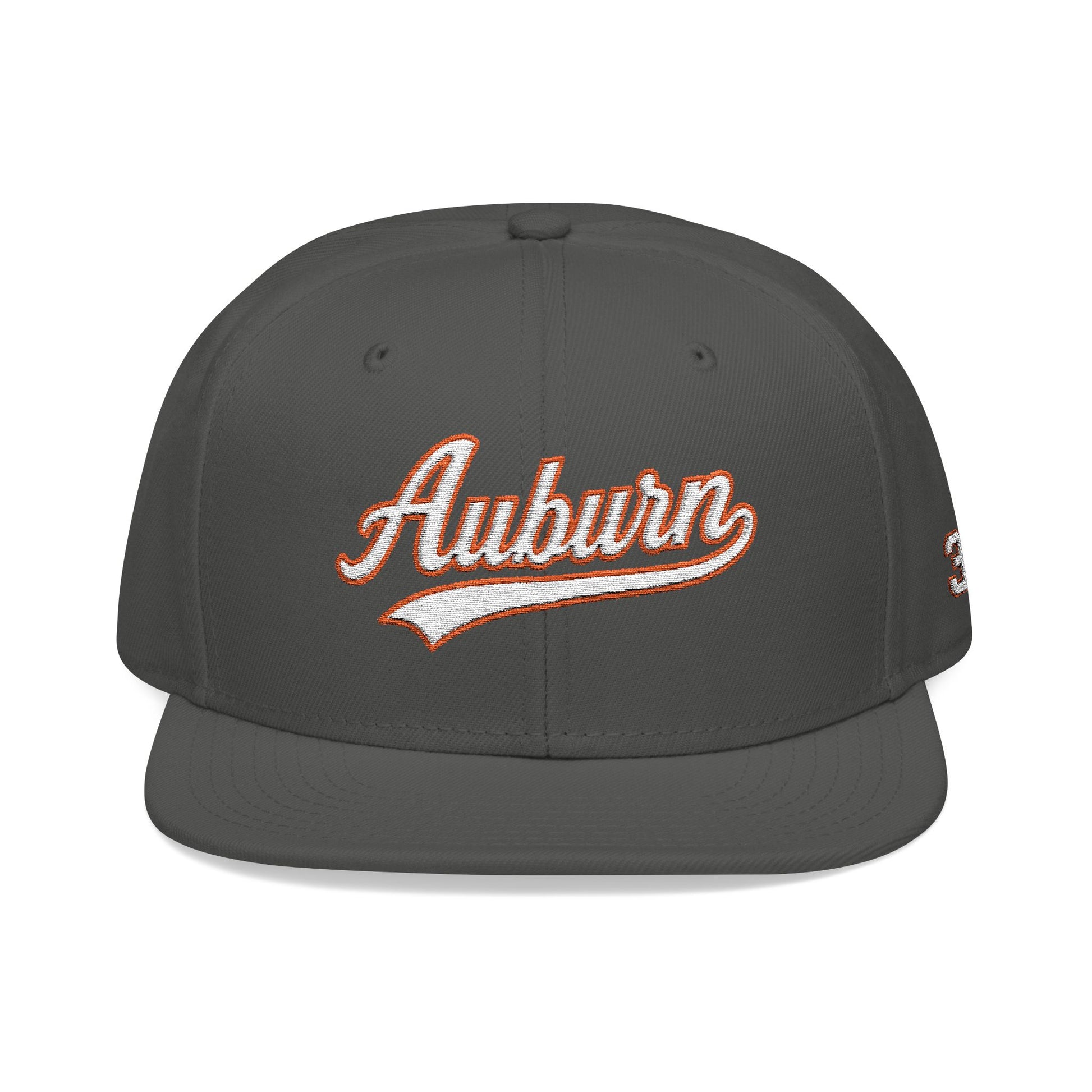 Auburn white script embroidered snapback hat with 334 side stitch – 318 Supply Co.