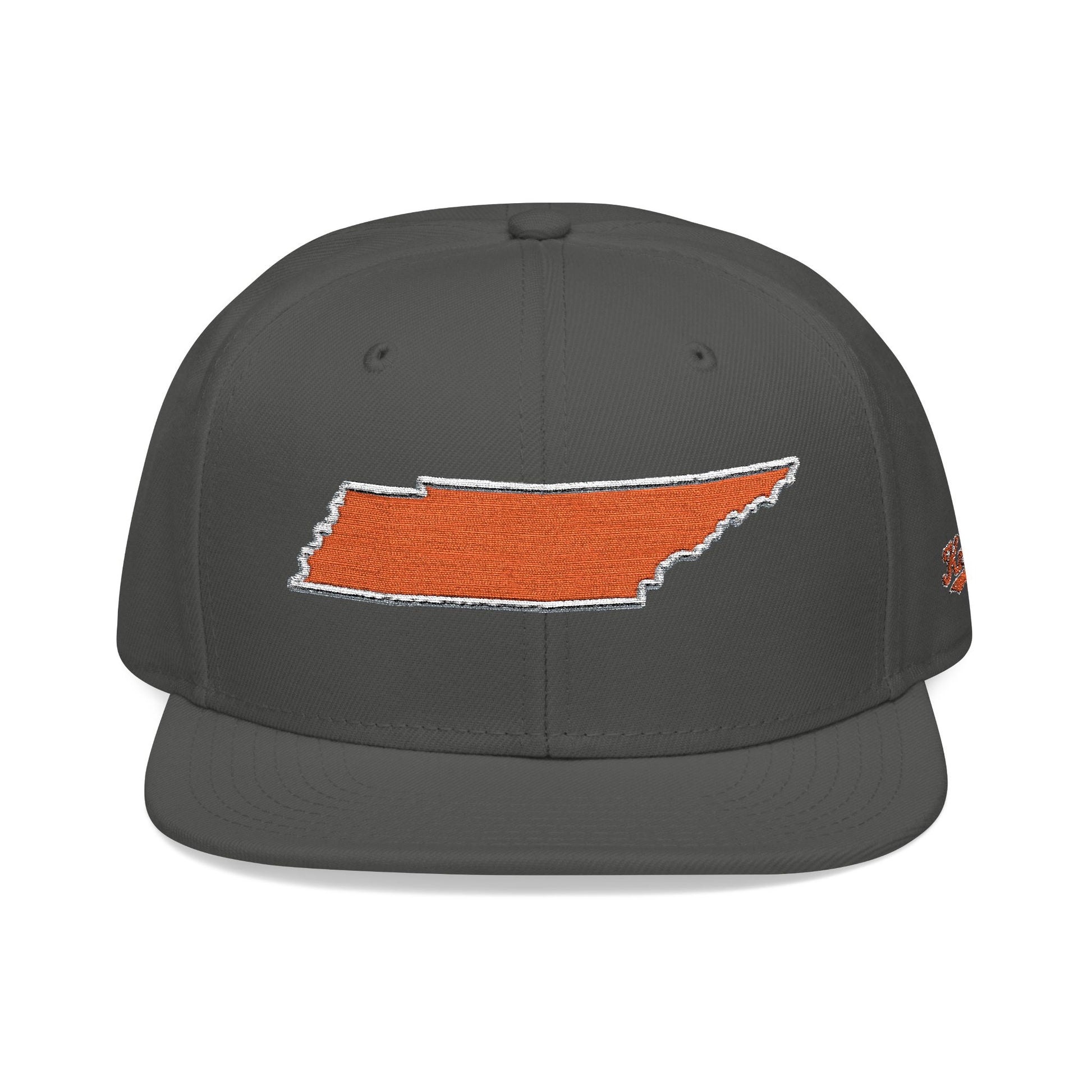 Gray cap with an orange and white outline of Tennessee on a white background