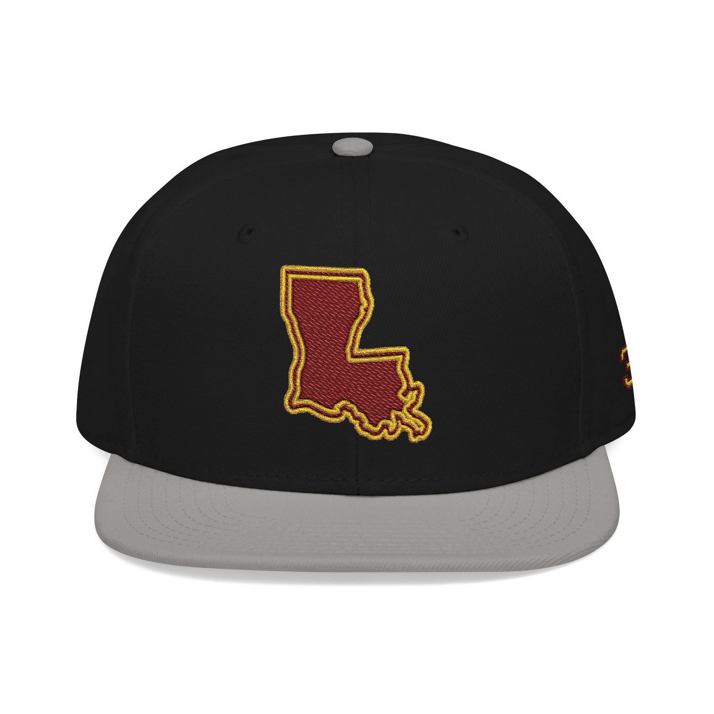 Louisiana Snapback Hat — Maroon & Gold Embroidered State Outline Cap