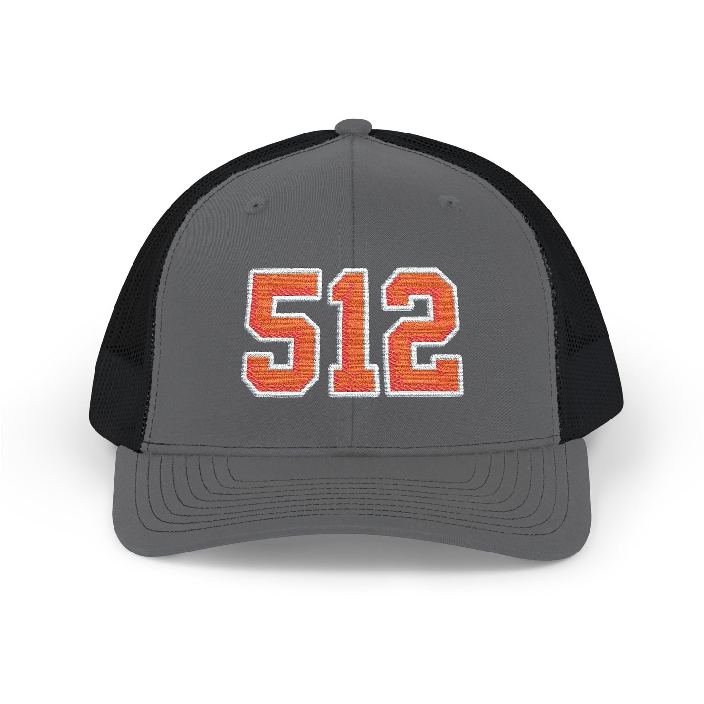512 Trucker Cap — Orange Embroidered Mesh Snapback Hat