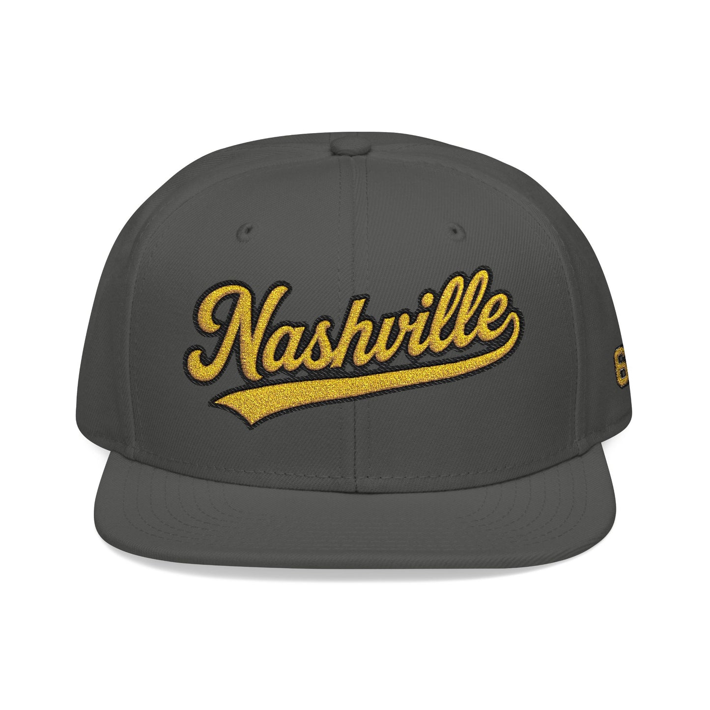 Nashville Snapback Hat — Gold Embroidered Script Cap