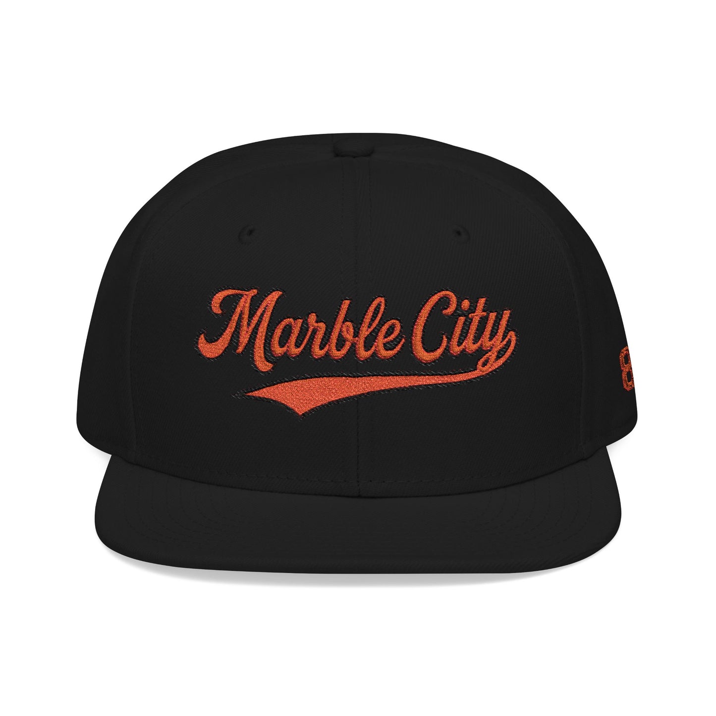 Embroidered 'Marble City' Orange Script with 865 Side Patch