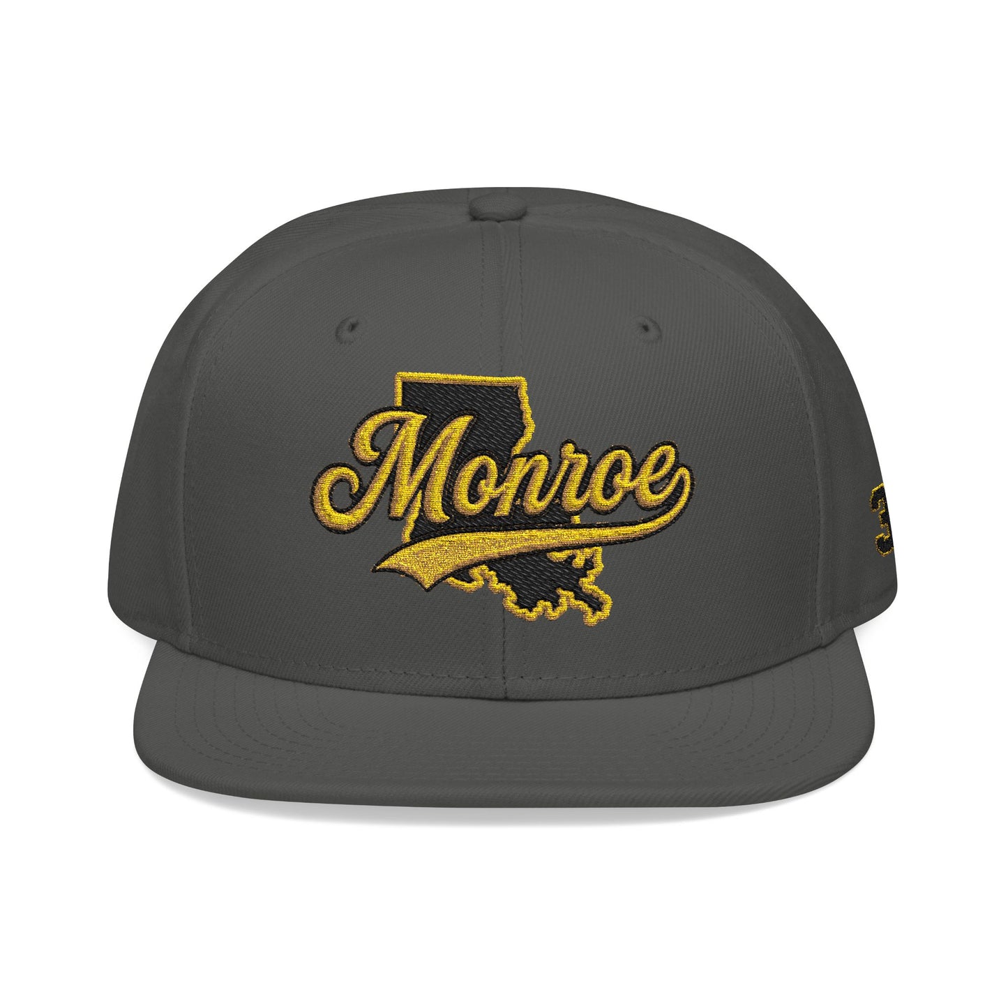 Louisiana Snapback Hat — Black & Gold Embroidered State Outline Cap