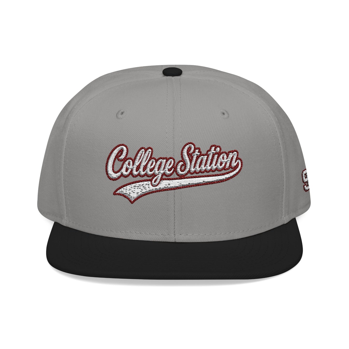 College Station white script embroidered snapback hat with 979 side stitch – 318 Supply Co.