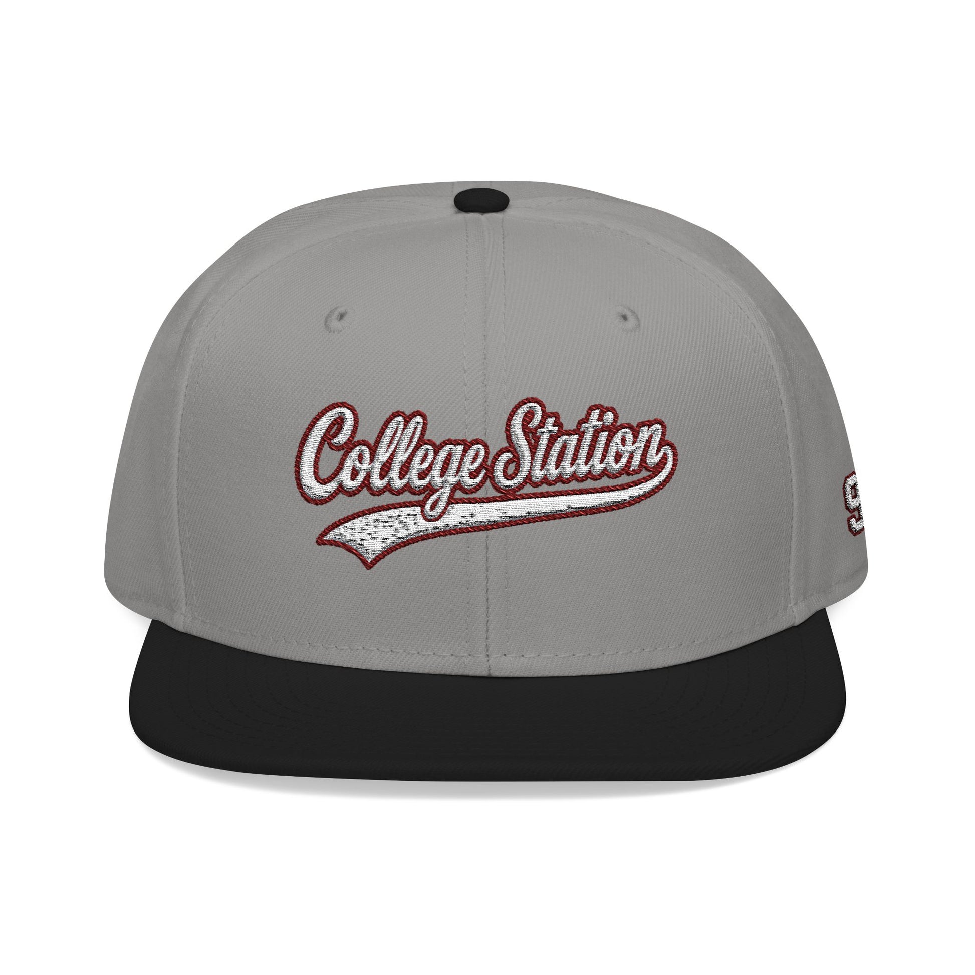College Station white script embroidered snapback hat with 979 side stitch – 318 Supply Co.