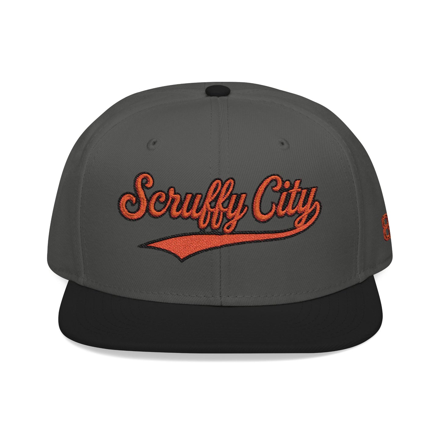 Embroidered 'Scruffy City' Orange Script with 865 Side Patch