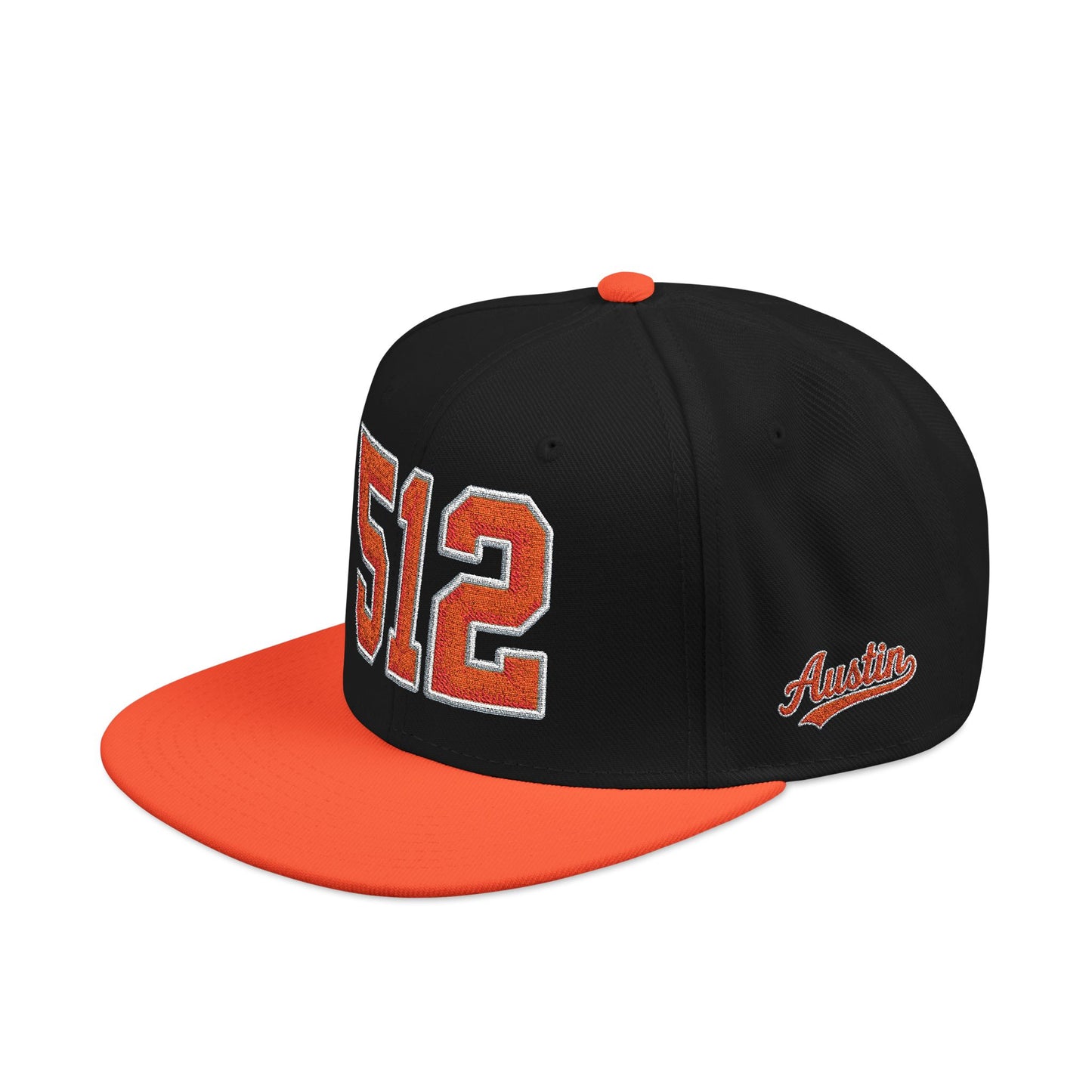 512 Orange Embroidered Snapback Hat — Vintage Varsity Number Cap