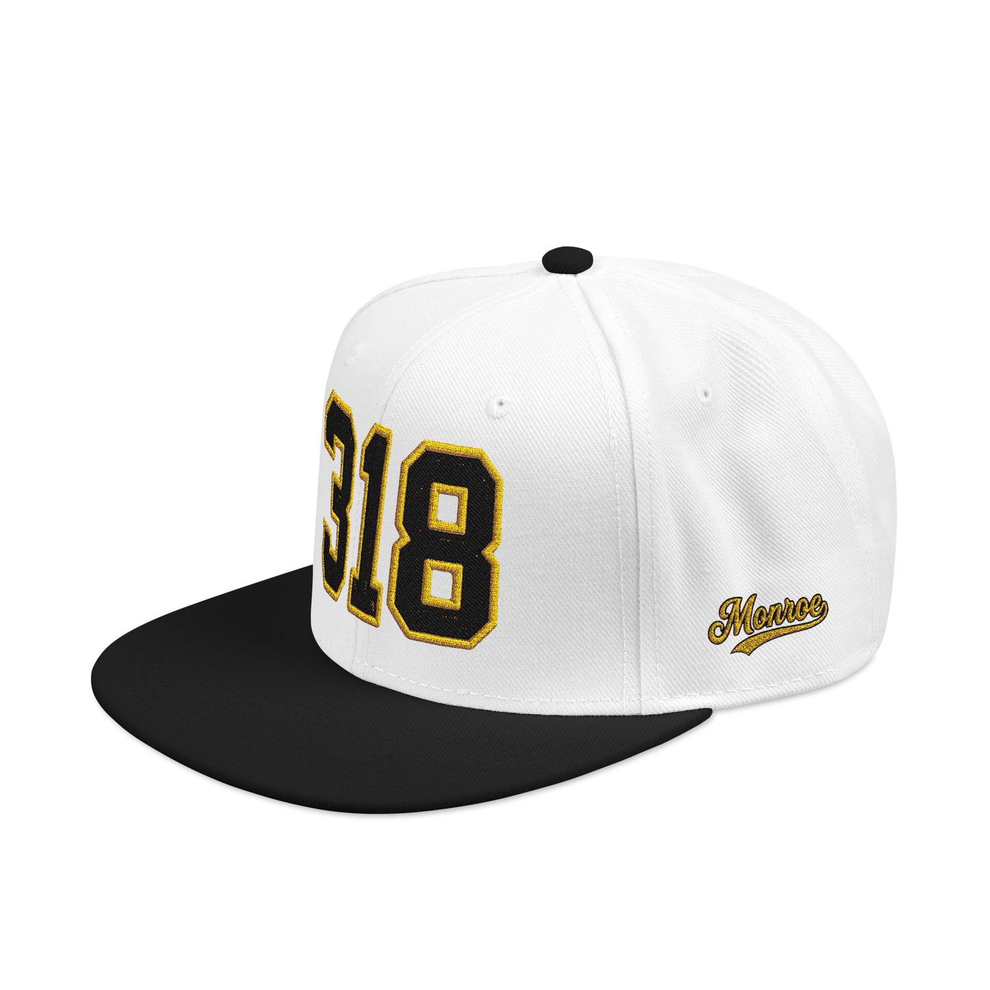 318 Black & Gold Embroidered Snapback Hat — Vintage Varsity Number Cap
