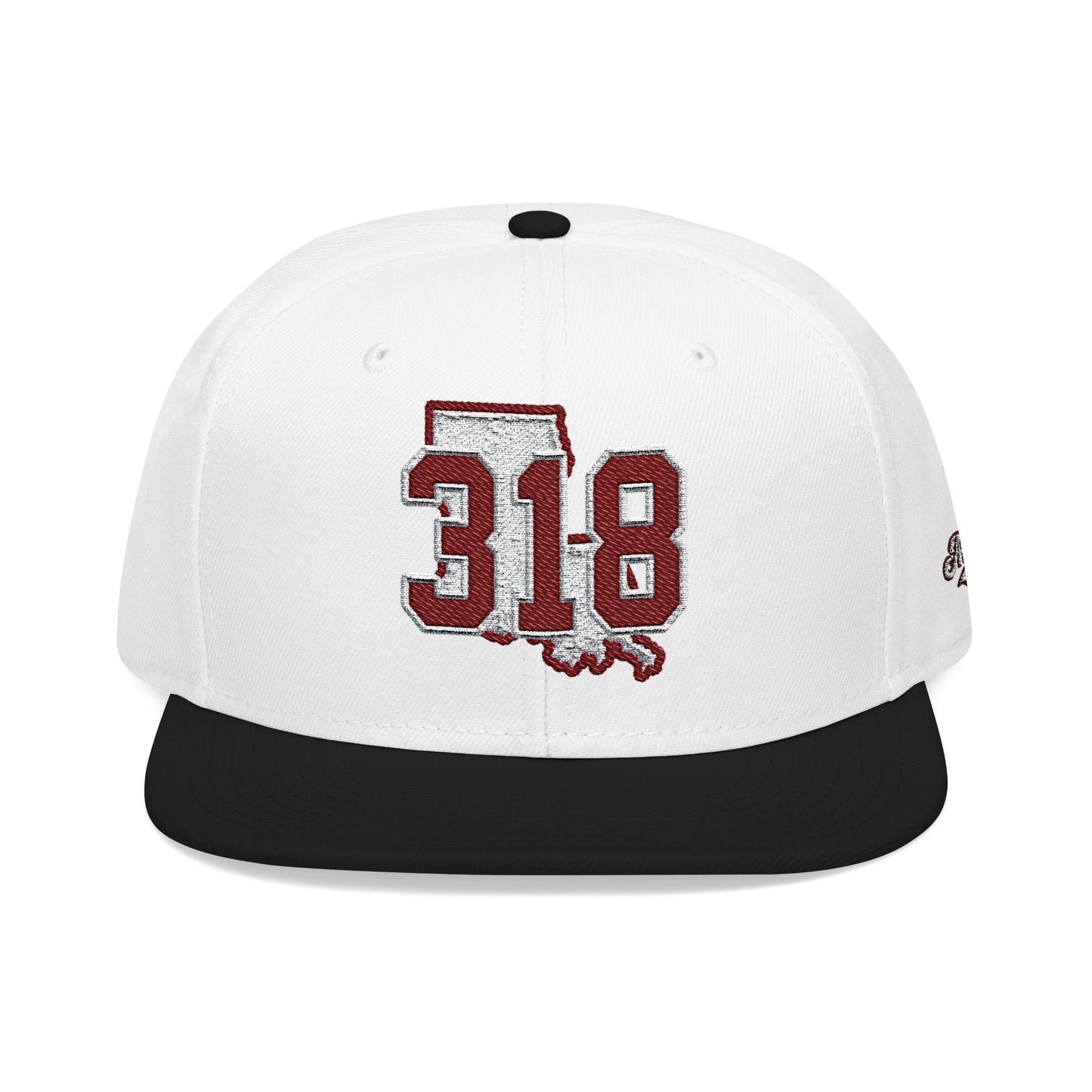 Louisiana Snapback Hat — White Embroidered State Outline Cap