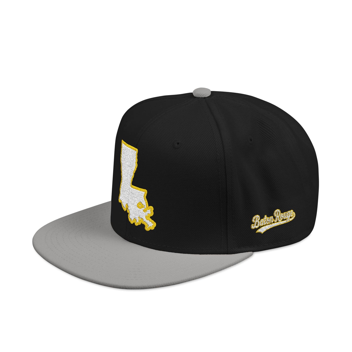 Louisiana state outline white embroidered snapback hat – 318 Supply Co.