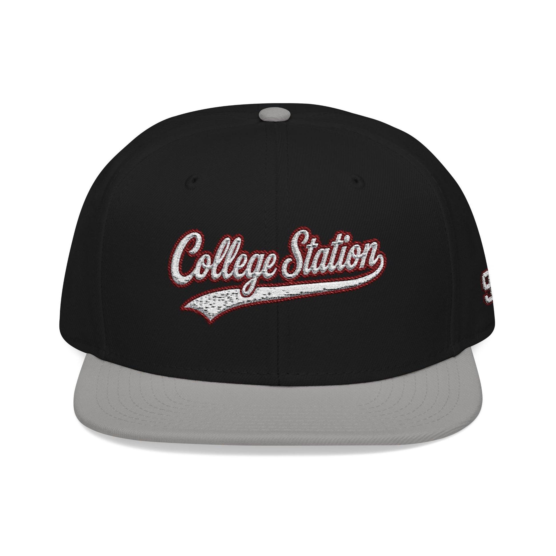 College Station white script embroidered snapback hat with 979 side stitch – 318 Supply Co.