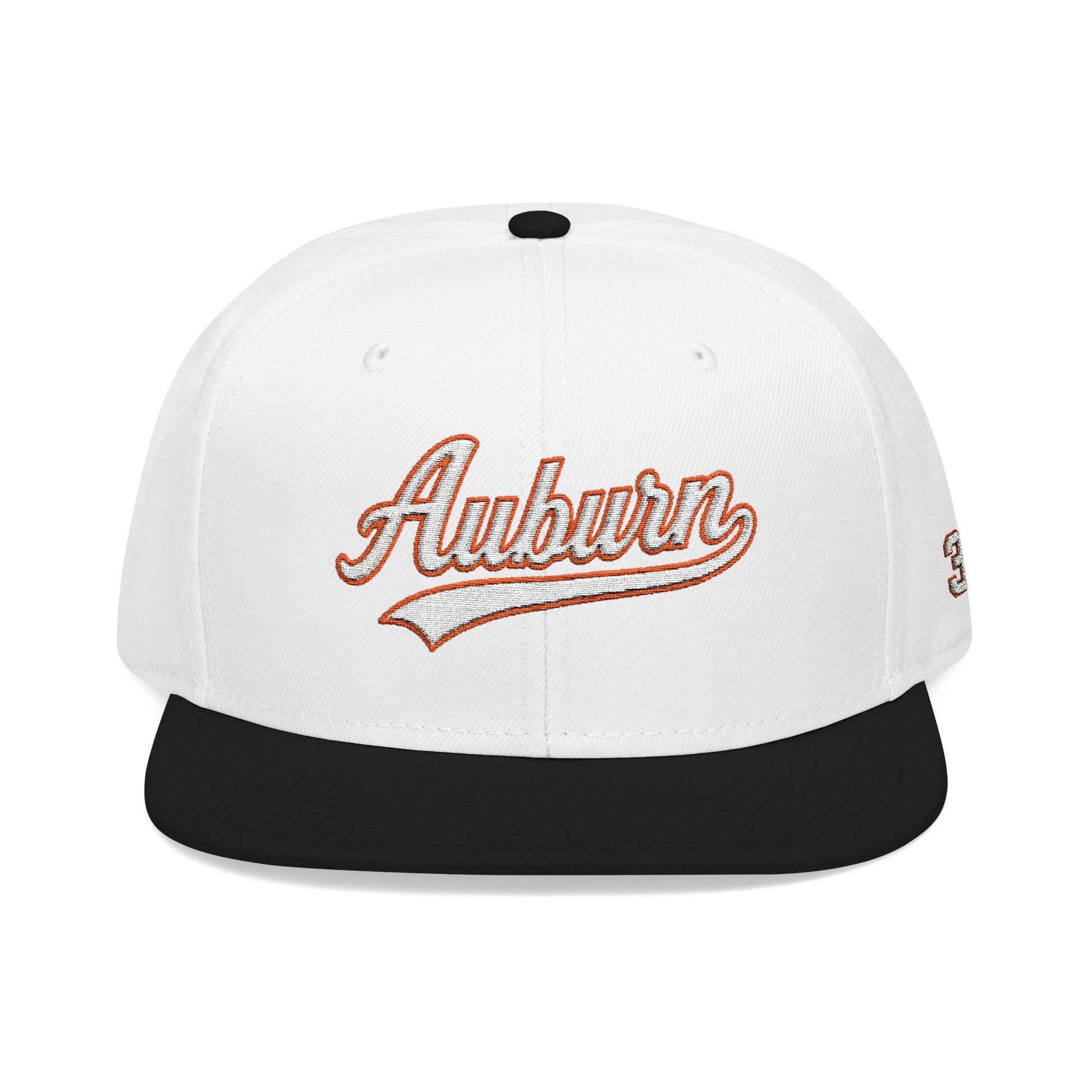 Auburn white script embroidered snapback hat with 334 side stitch – 318 Supply Co.