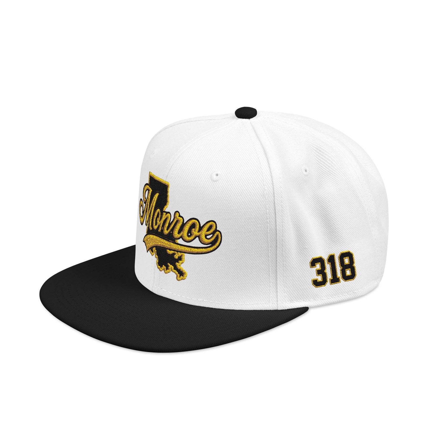 Louisiana Snapback Hat — Black & Gold Embroidered State Outline Cap