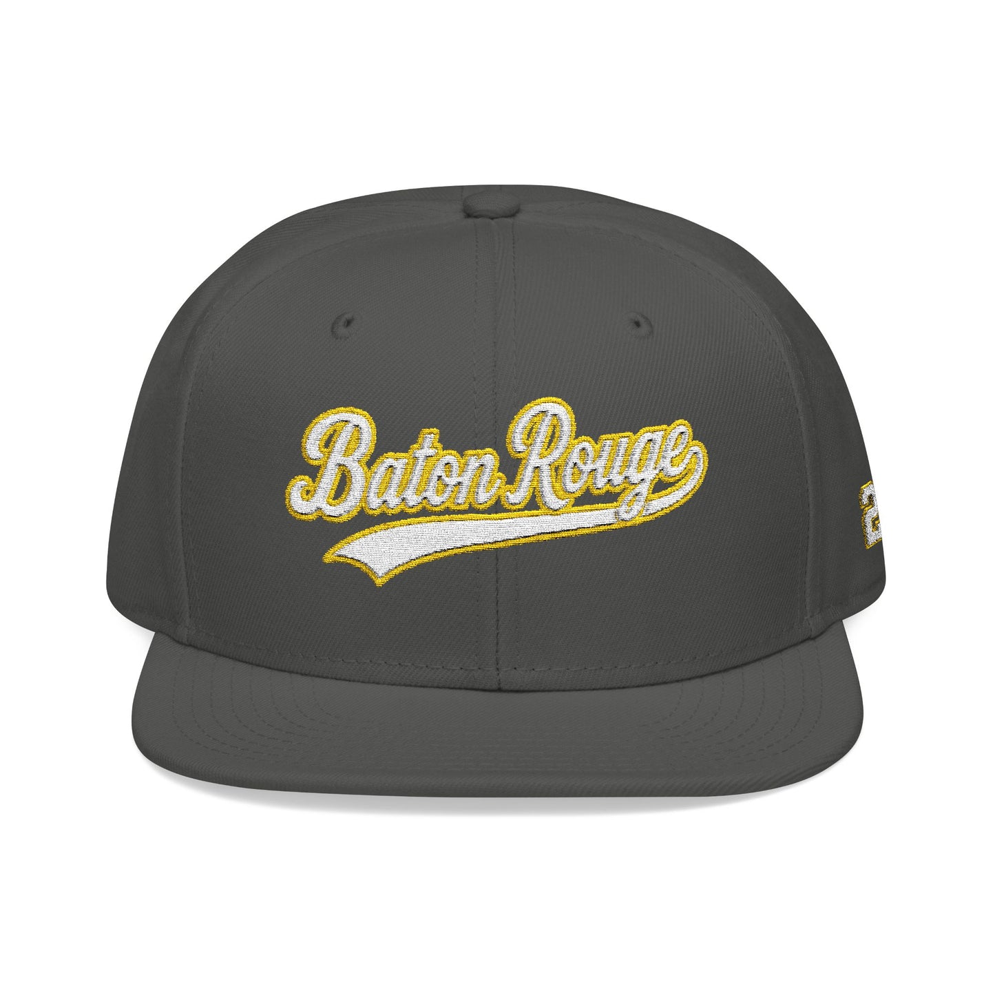 Baton Rouge white script embroidered snapback hat with 225 side stitch – 318 Supply Co.