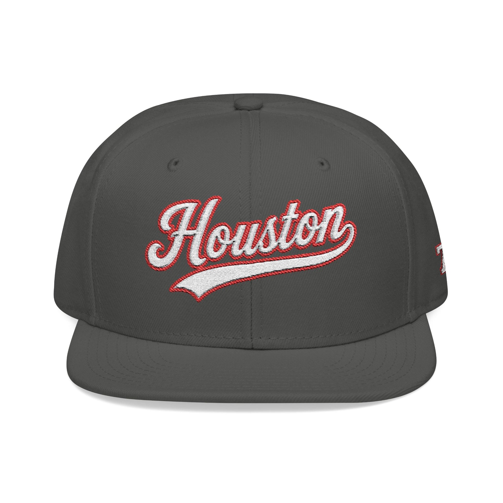 Houston white script embroidered snapback hat with 713 side stitch – 318 Supply Co.