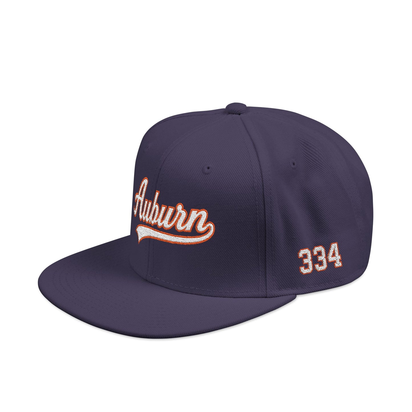Auburn white script embroidered snapback hat with 334 side stitch – 318 Supply Co.