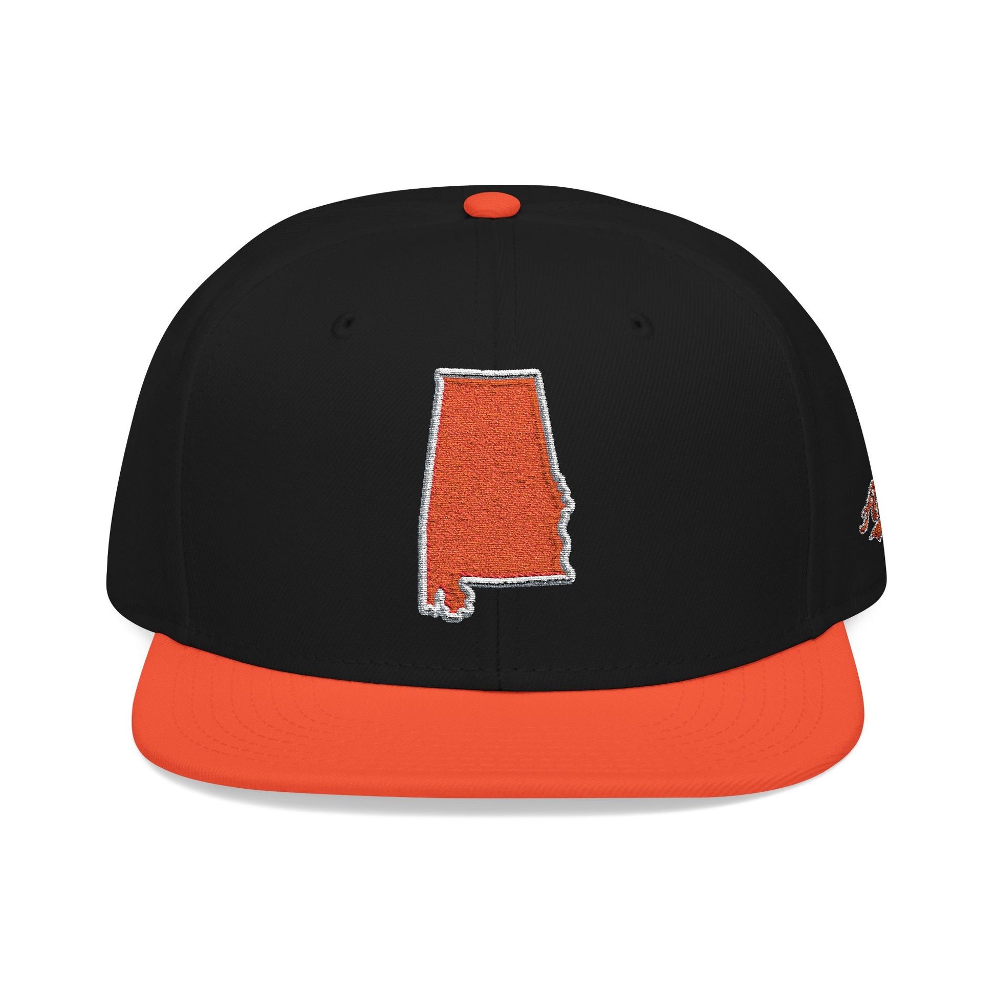 Black and orange cap with orange outline of Alabama on a white background